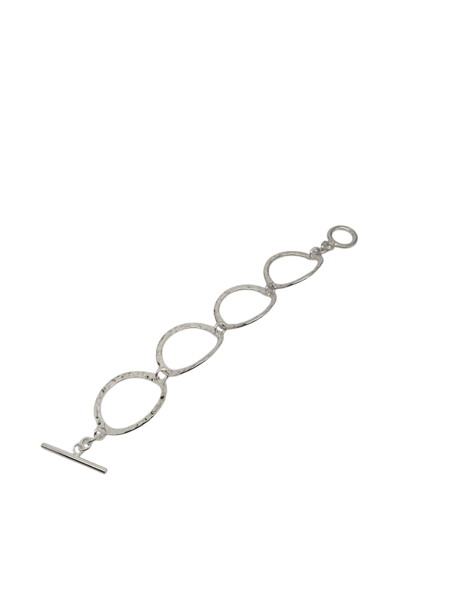 Bracelet à maillons circulaire martelé en argent sterling #20717 en vente 1