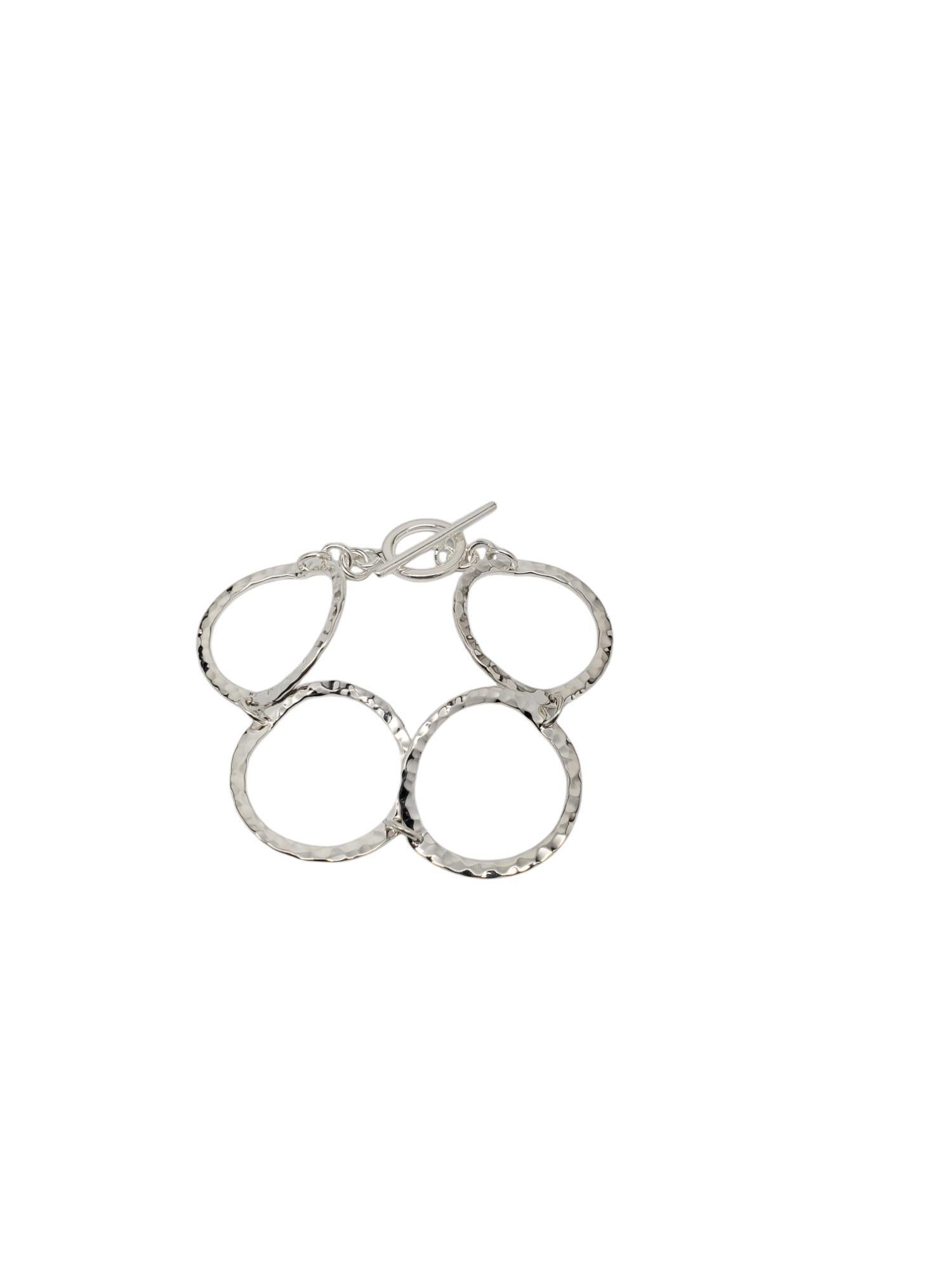 Bracelet à maillons circulaire martelé en argent sterling #20717 en vente 3
