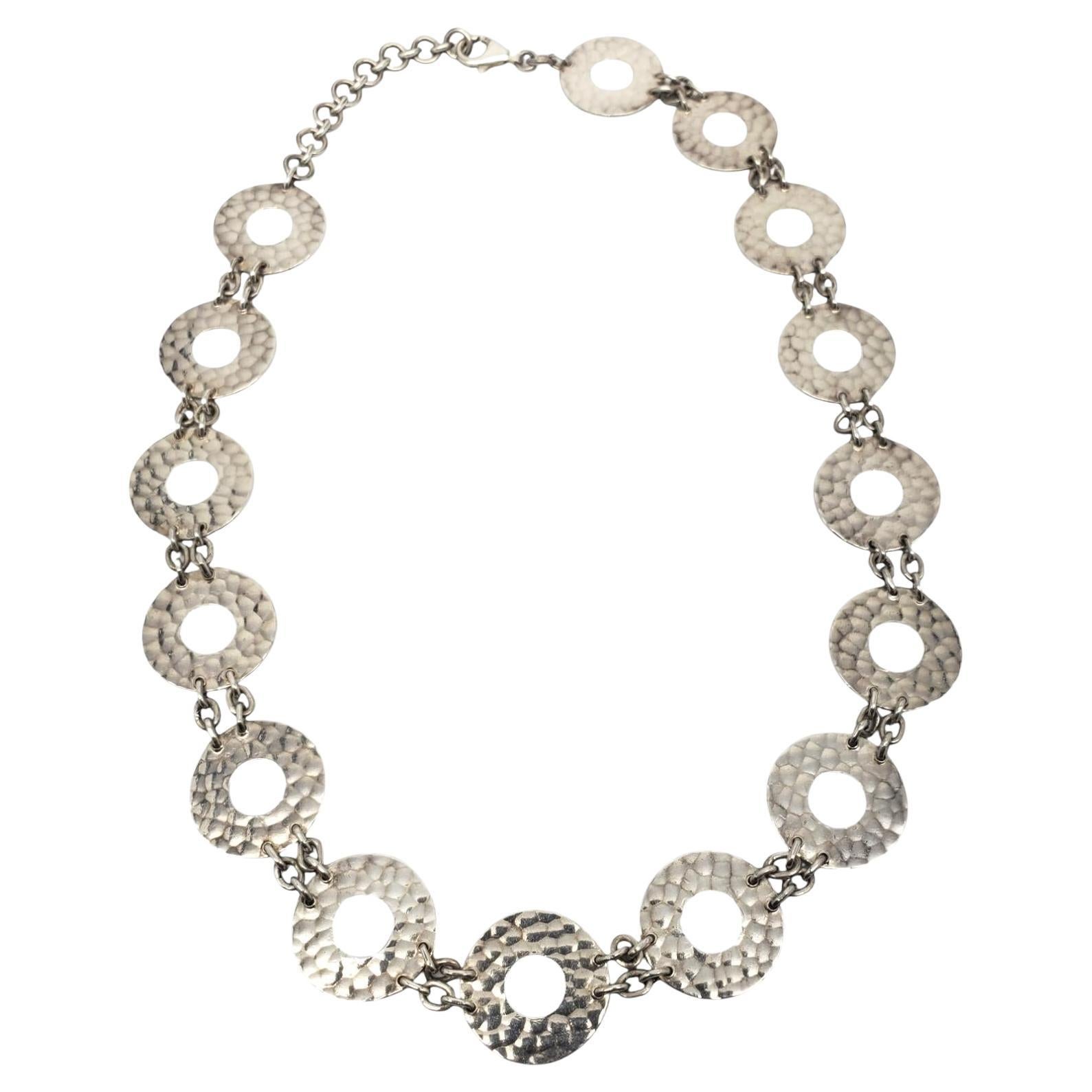 Collana circolare in argento martellato A Link #20784