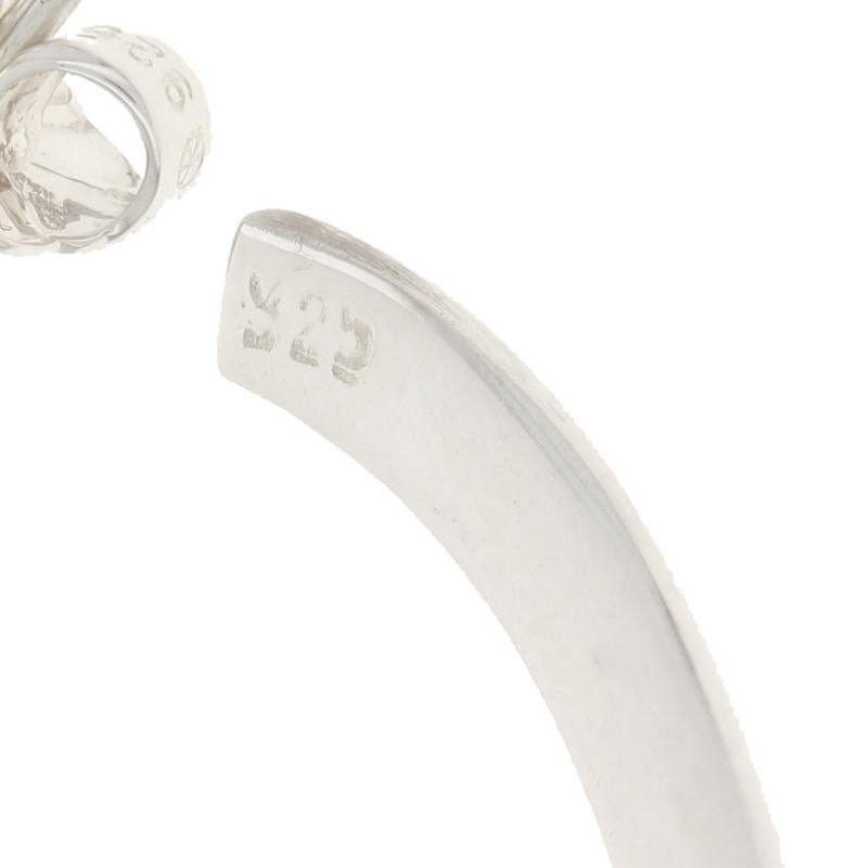 Sterling Silver Hammered Half-Hoop Earrings - 925 Pierced For Sale 1