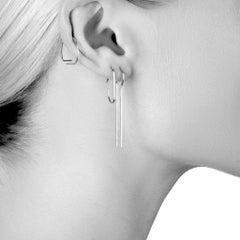 Sterling Silver hammered Line paperclip Earrings
