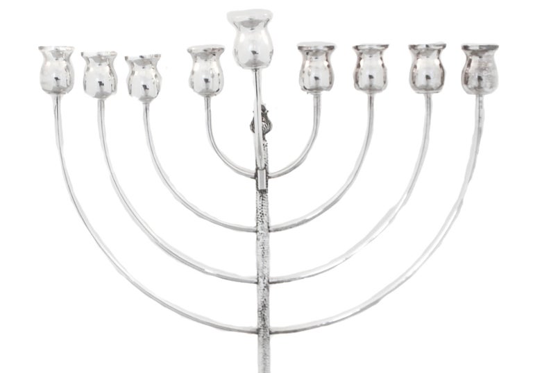 Sterling Silver Hammered Menorah For Sale at 1stDibs