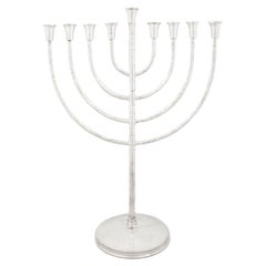 Menorah en argent sterling Hammered