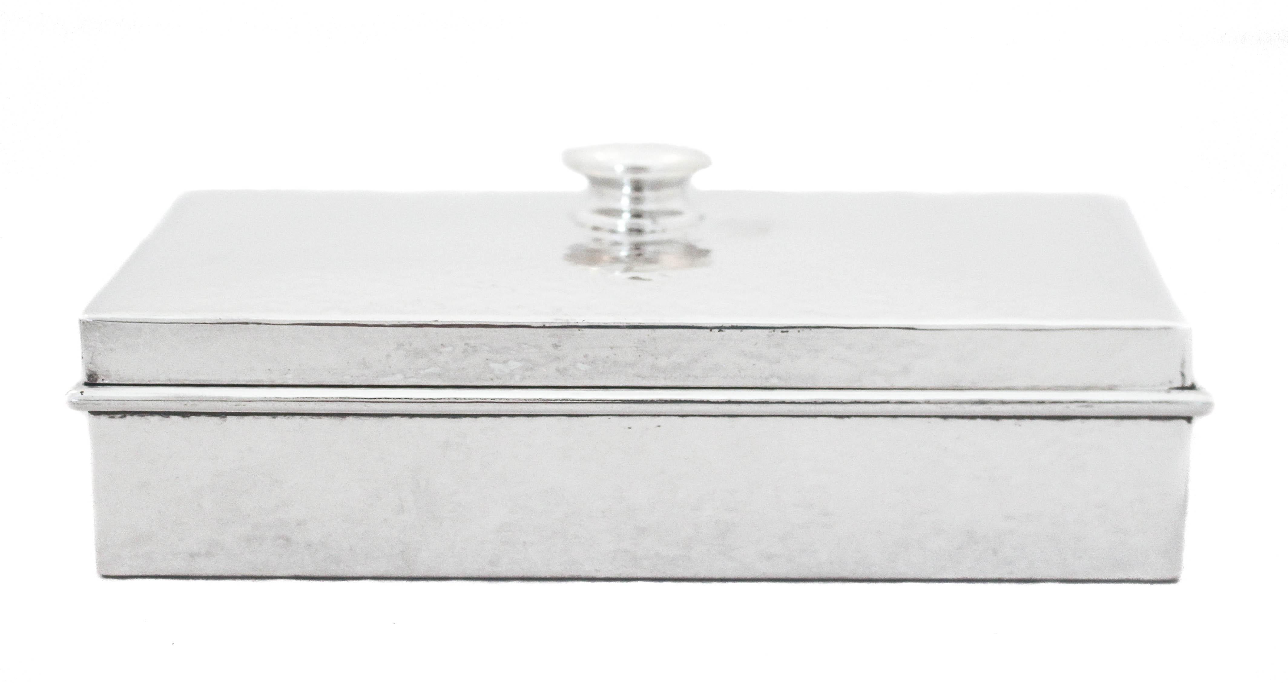 American Sterling Silver Hammered Men’s Box For Sale