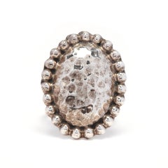 Sterling Silver Hammered Oval Statement Ring