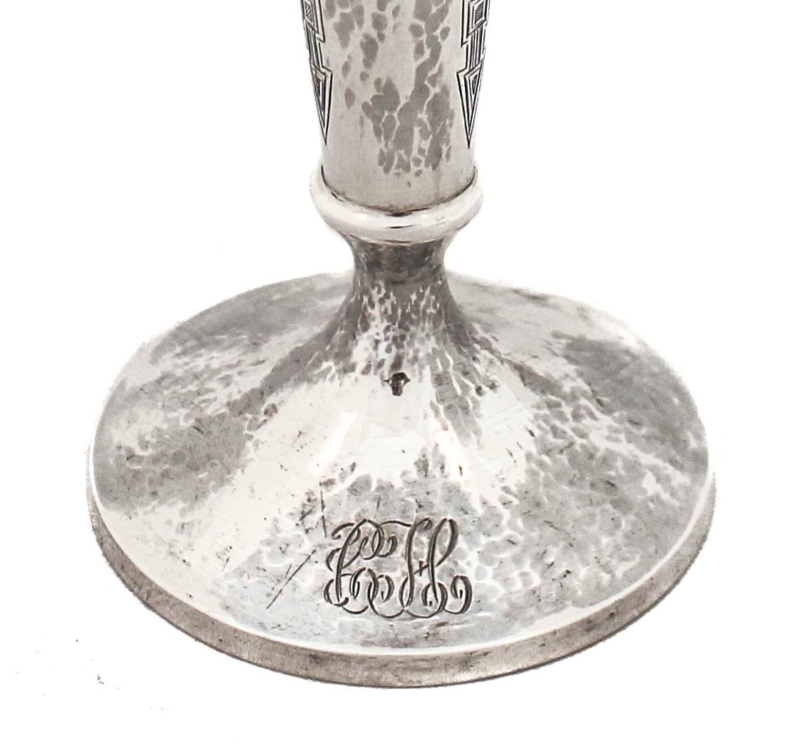 Sterling Silver Hammered Vase In Excellent Condition For Sale In Brooklyn, NY