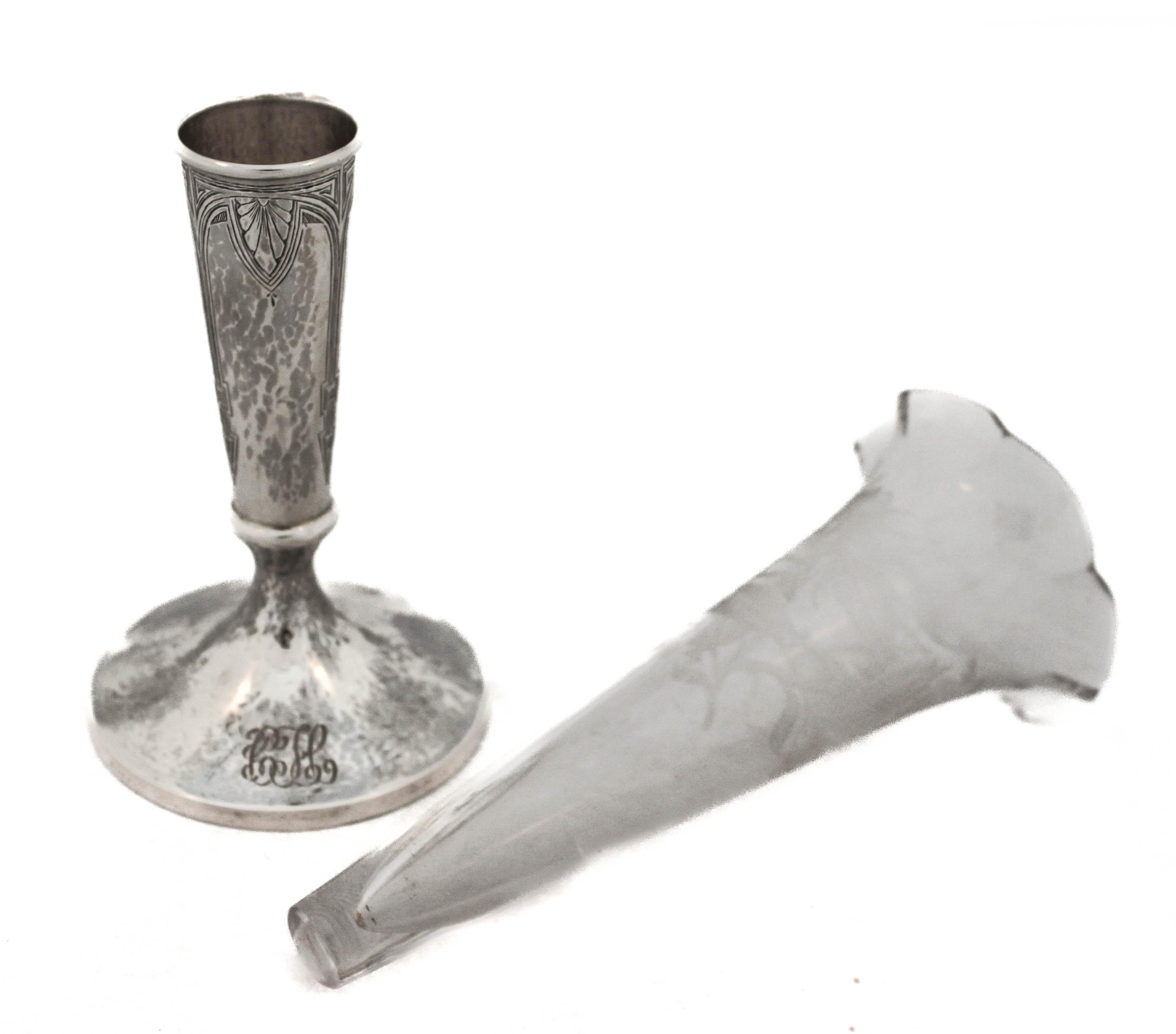 Early 20th Century Sterling Silver Hammered Vase For Sale