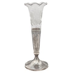 Antique Sterling Silver Hammered Vase