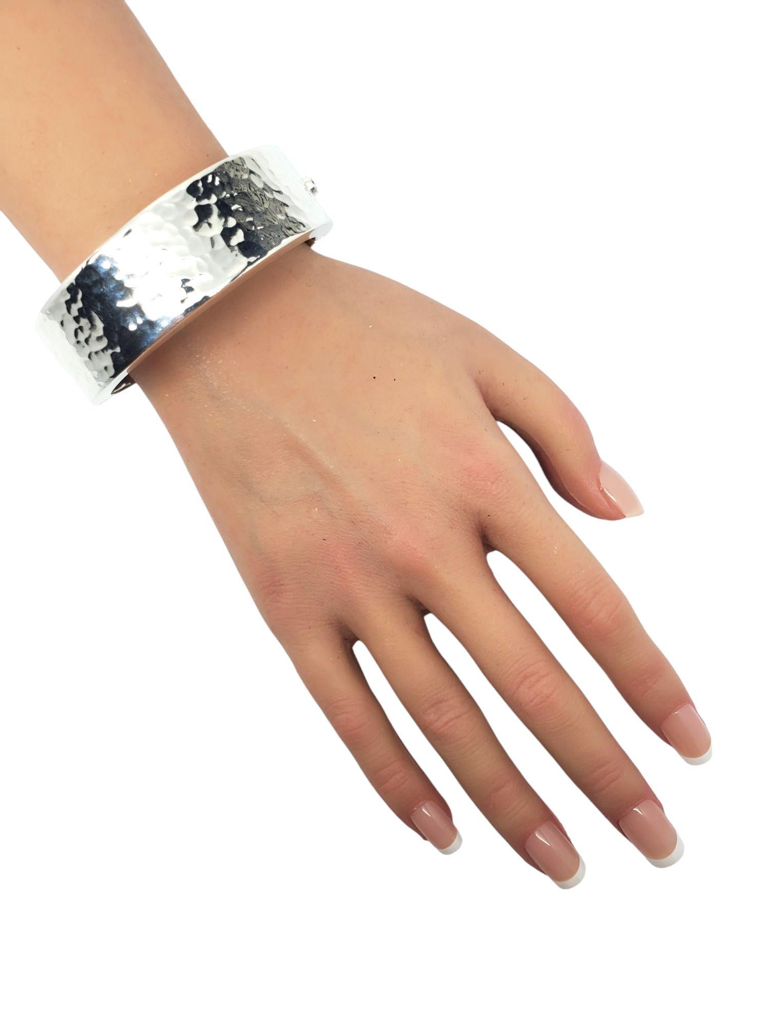 Bracciale ovale largo in argento 925 martellato #21220 in vendita 7