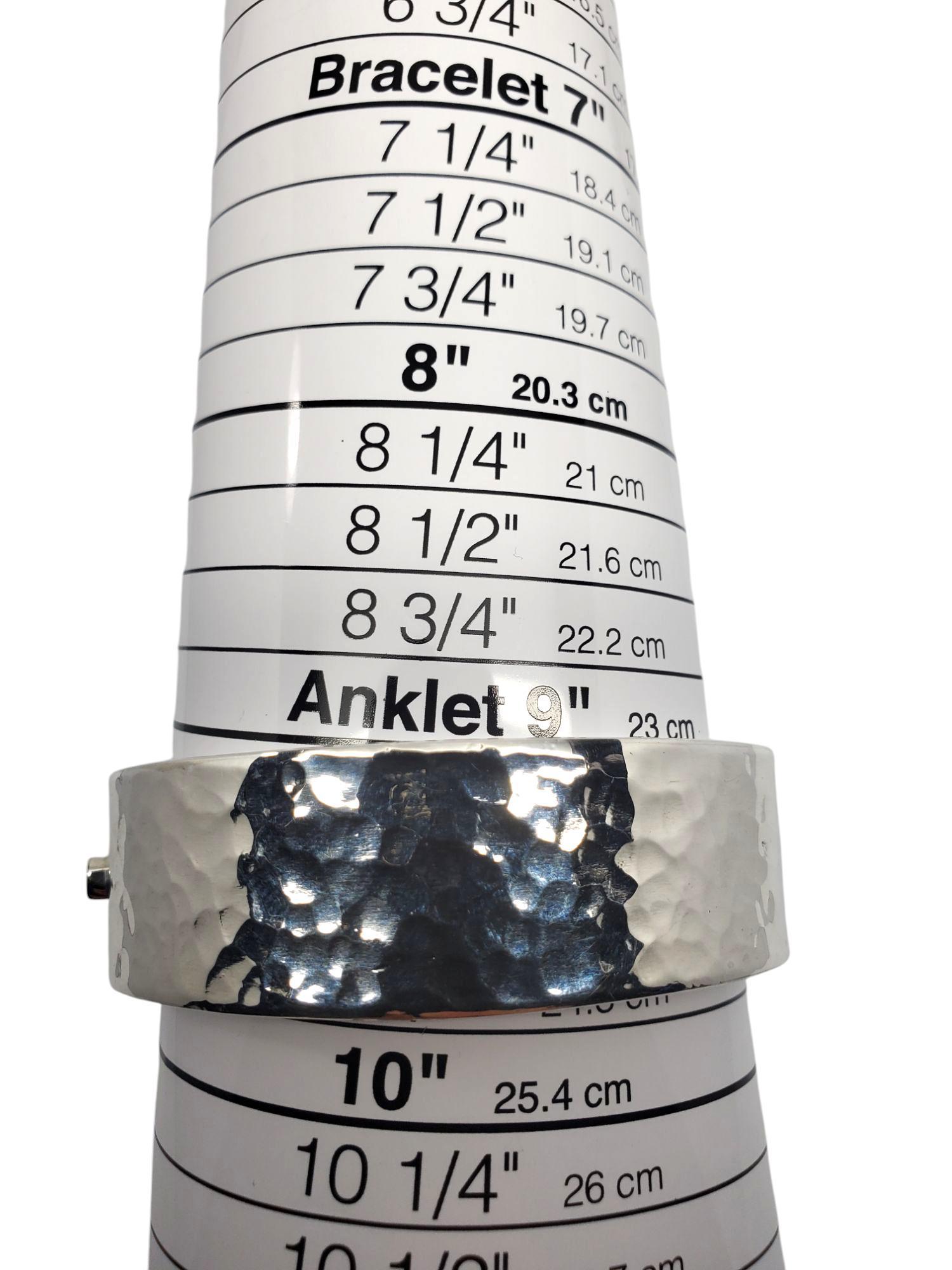 Bracciale ovale largo in argento 925 martellato #21220 in vendita 5