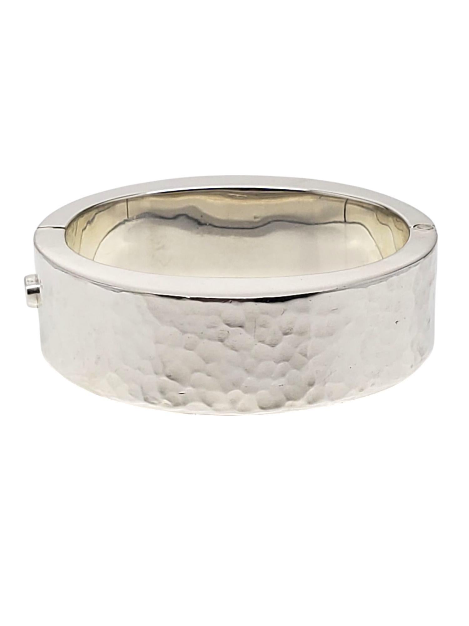 Sterling Silver Hammered Wide Oval Bangle Bracelet #21220