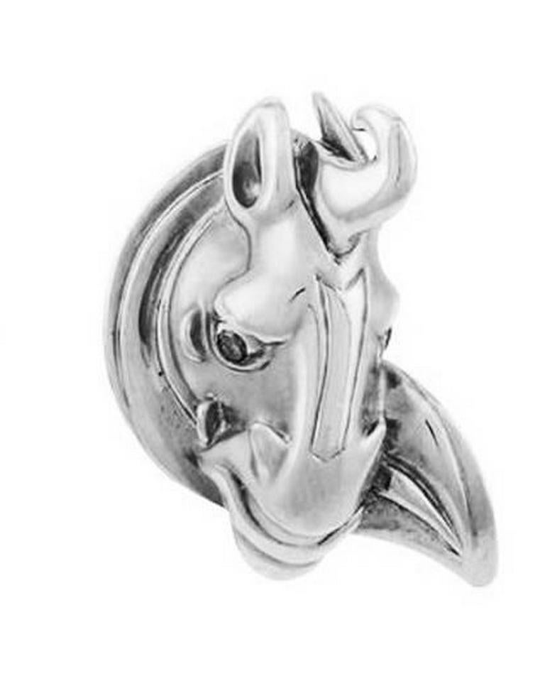 Sterling Silver Han Horse Cufflinks by John Landrum Bryant In New Condition For Sale In New York, NY