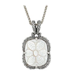 Sterling Silver Hand-Carved Mother of Pearl Necklace