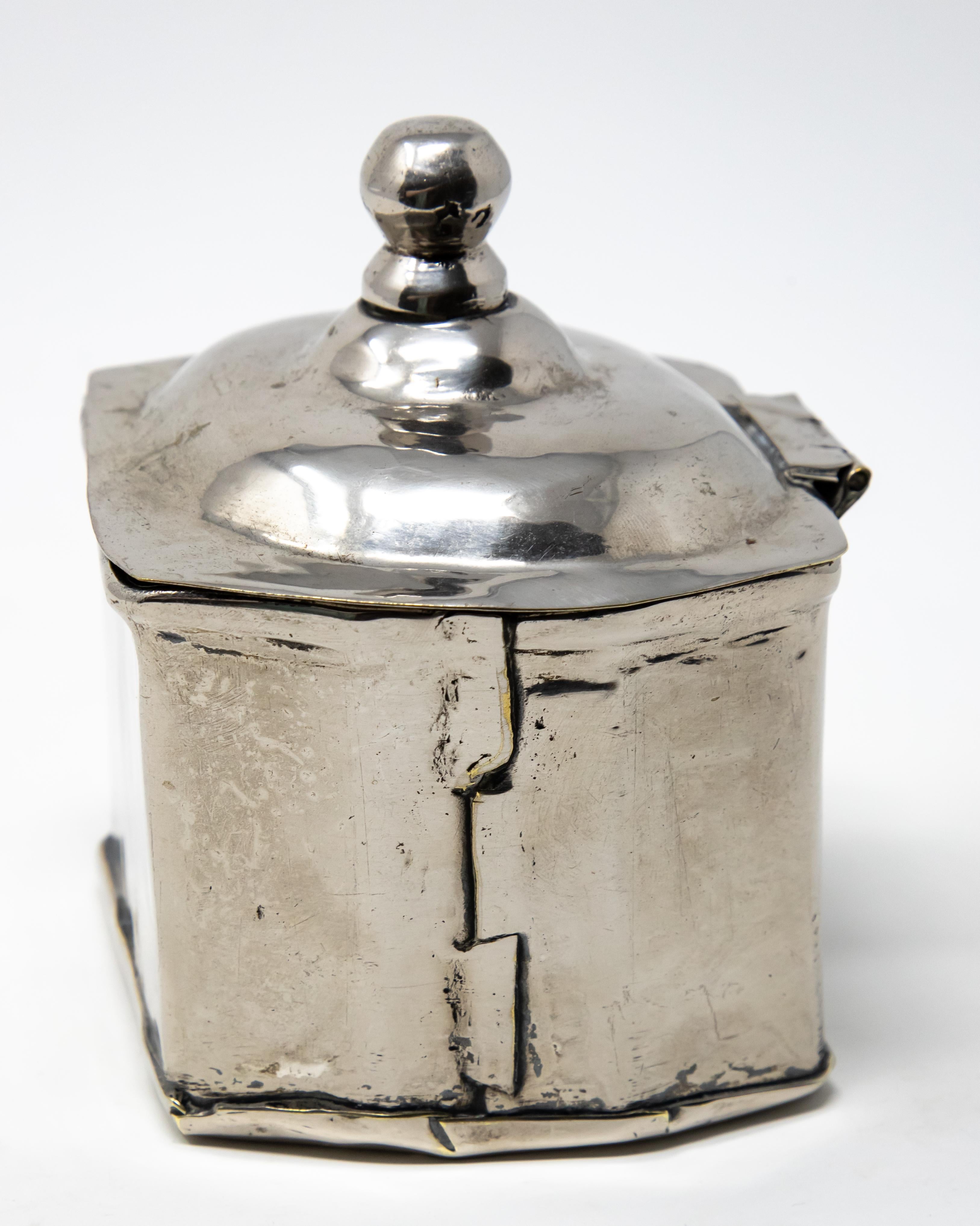 Sterling Silver Handcrafted Tea Caddy For Sale 3