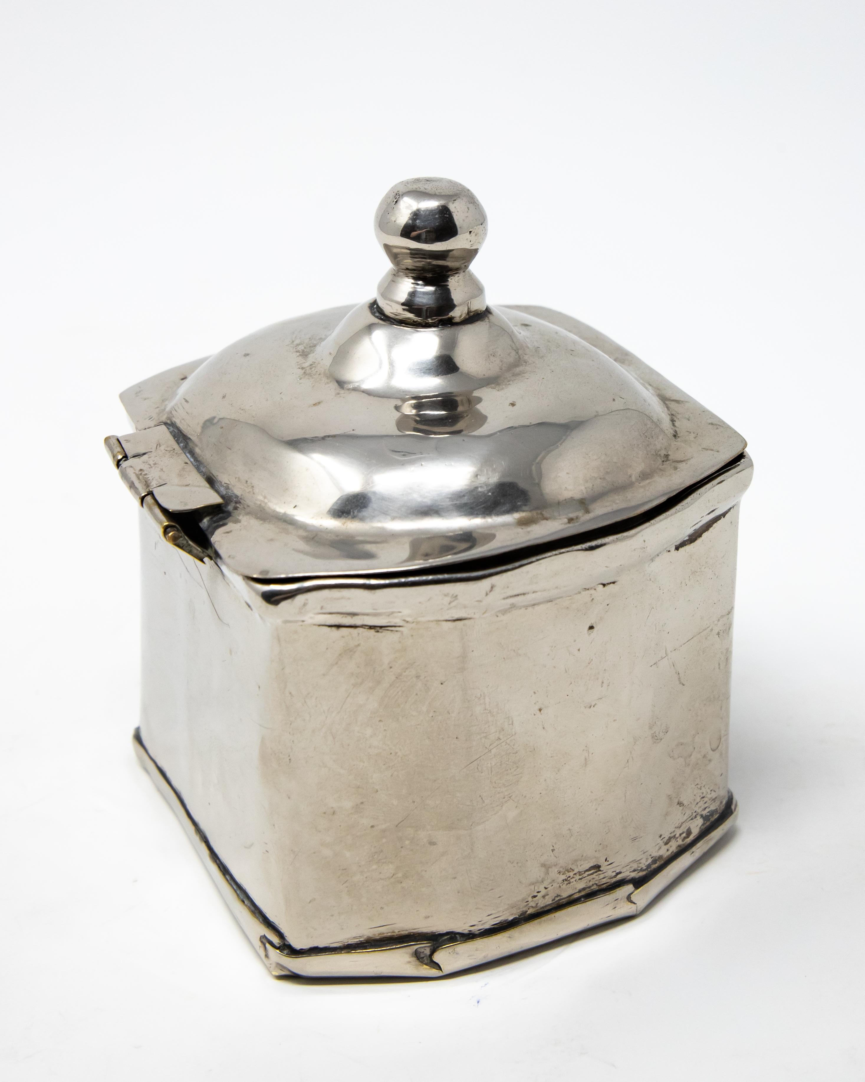 Arts and Crafts Sterling Silver Handcrafted Tea Caddy For Sale