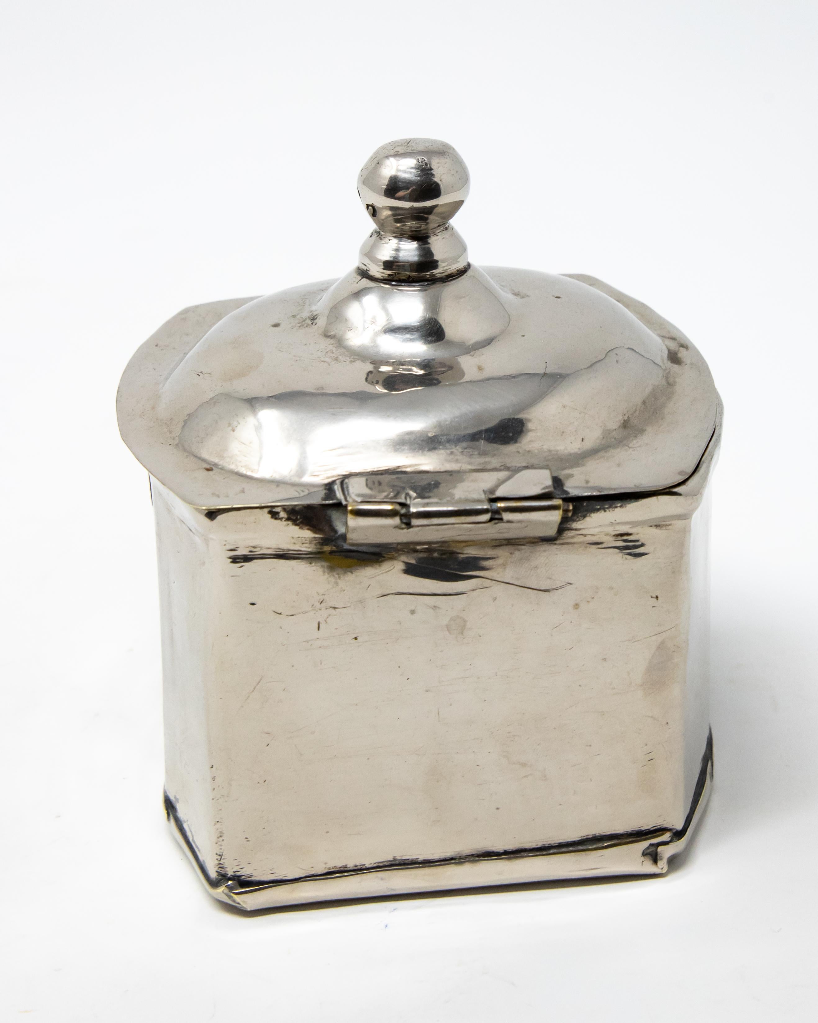 American Sterling Silver Handcrafted Tea Caddy For Sale