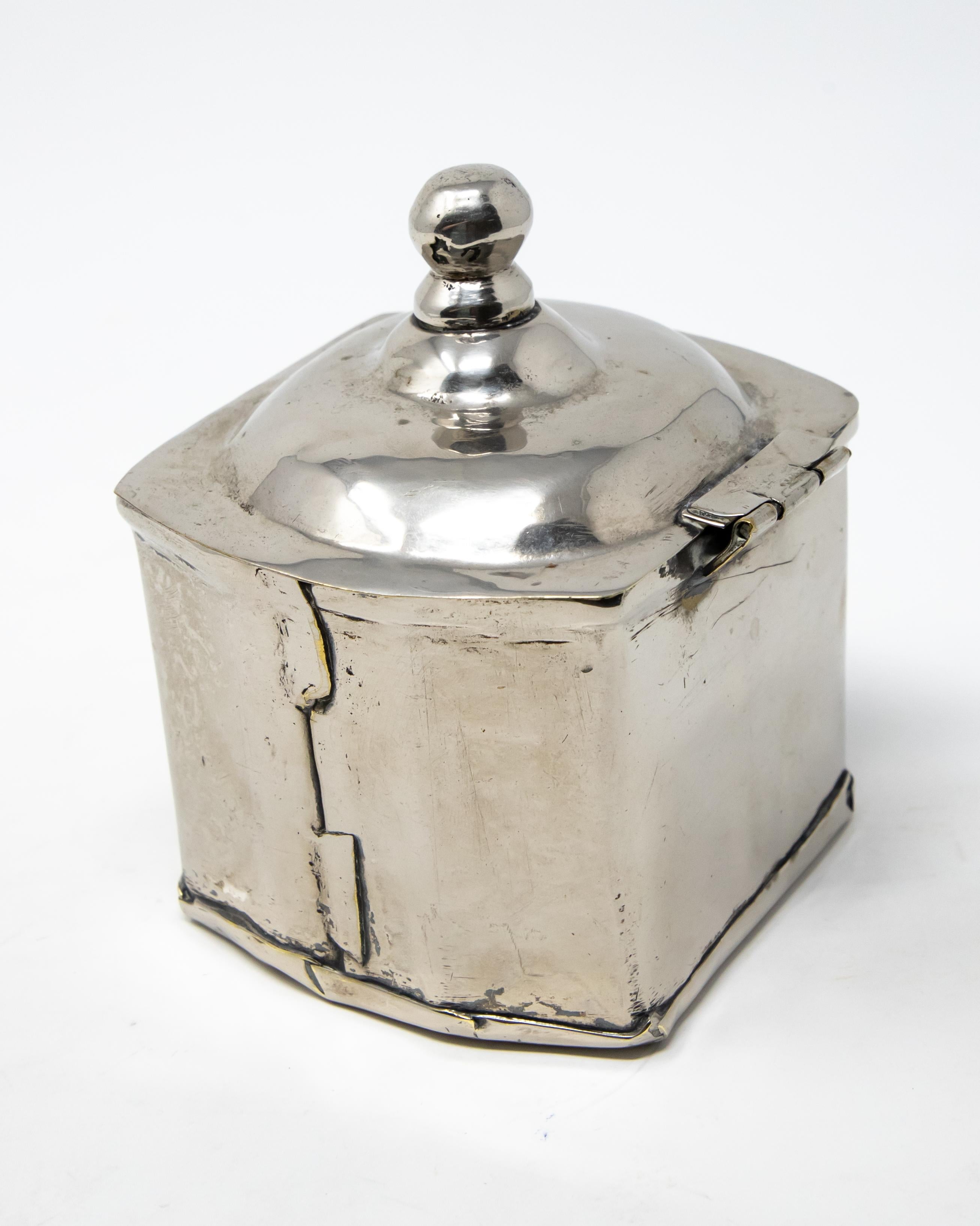 Hand-Crafted Sterling Silver Handcrafted Tea Caddy For Sale