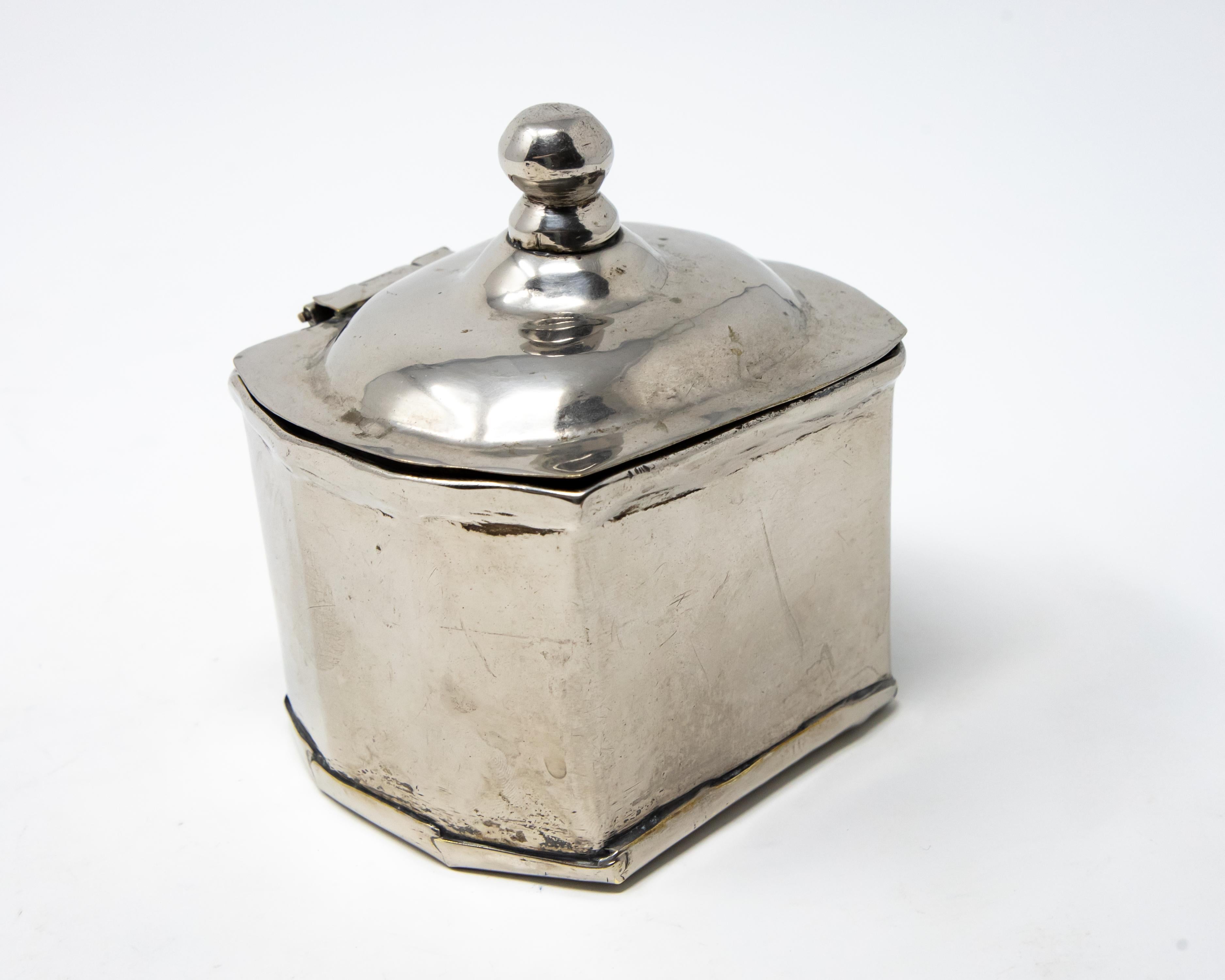 20th Century Sterling Silver Handcrafted Tea Caddy For Sale