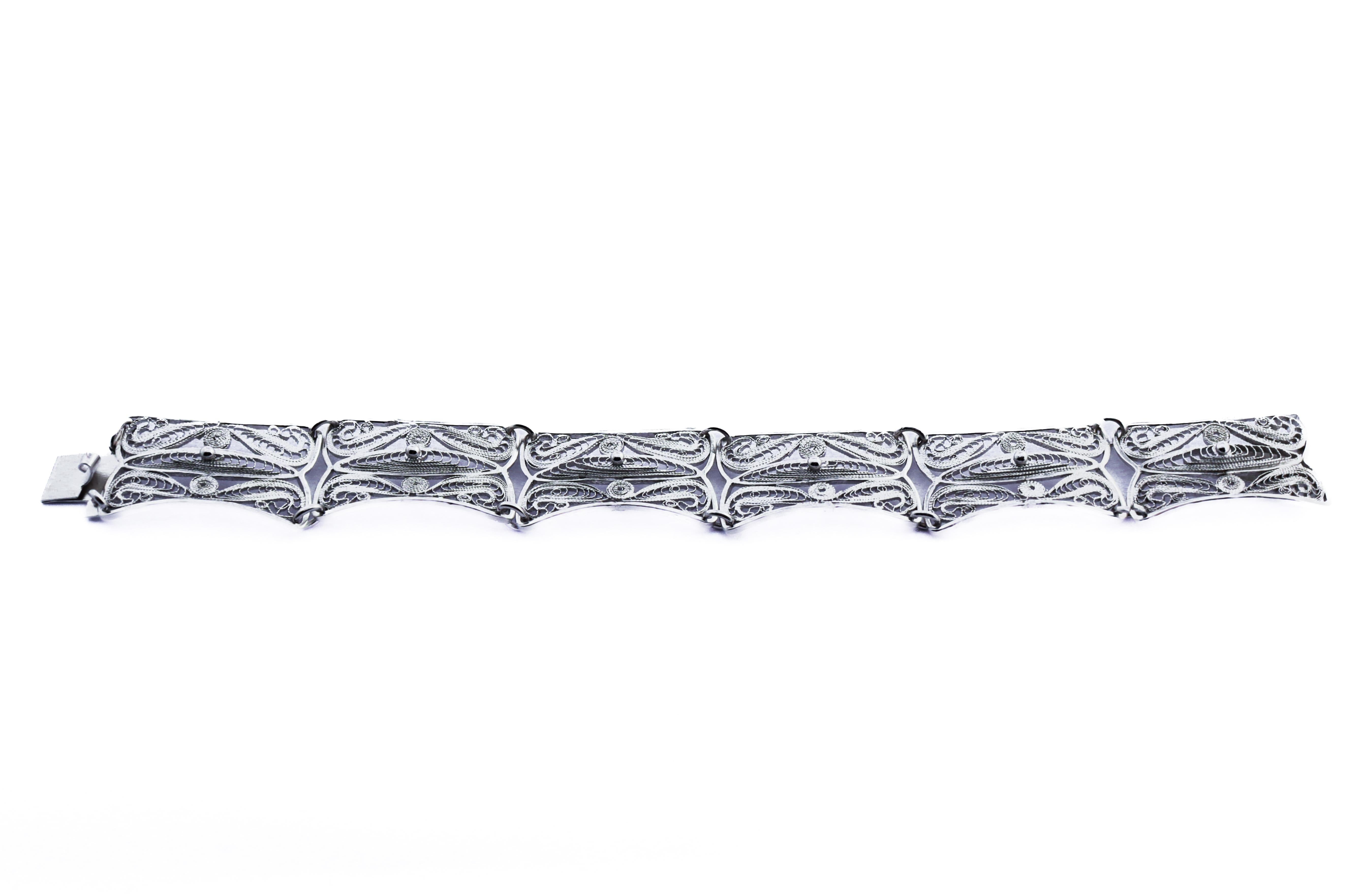 Pulsera Hand Made de plata de ley de los años 30 6 7/8 Pulgadas en venta 11