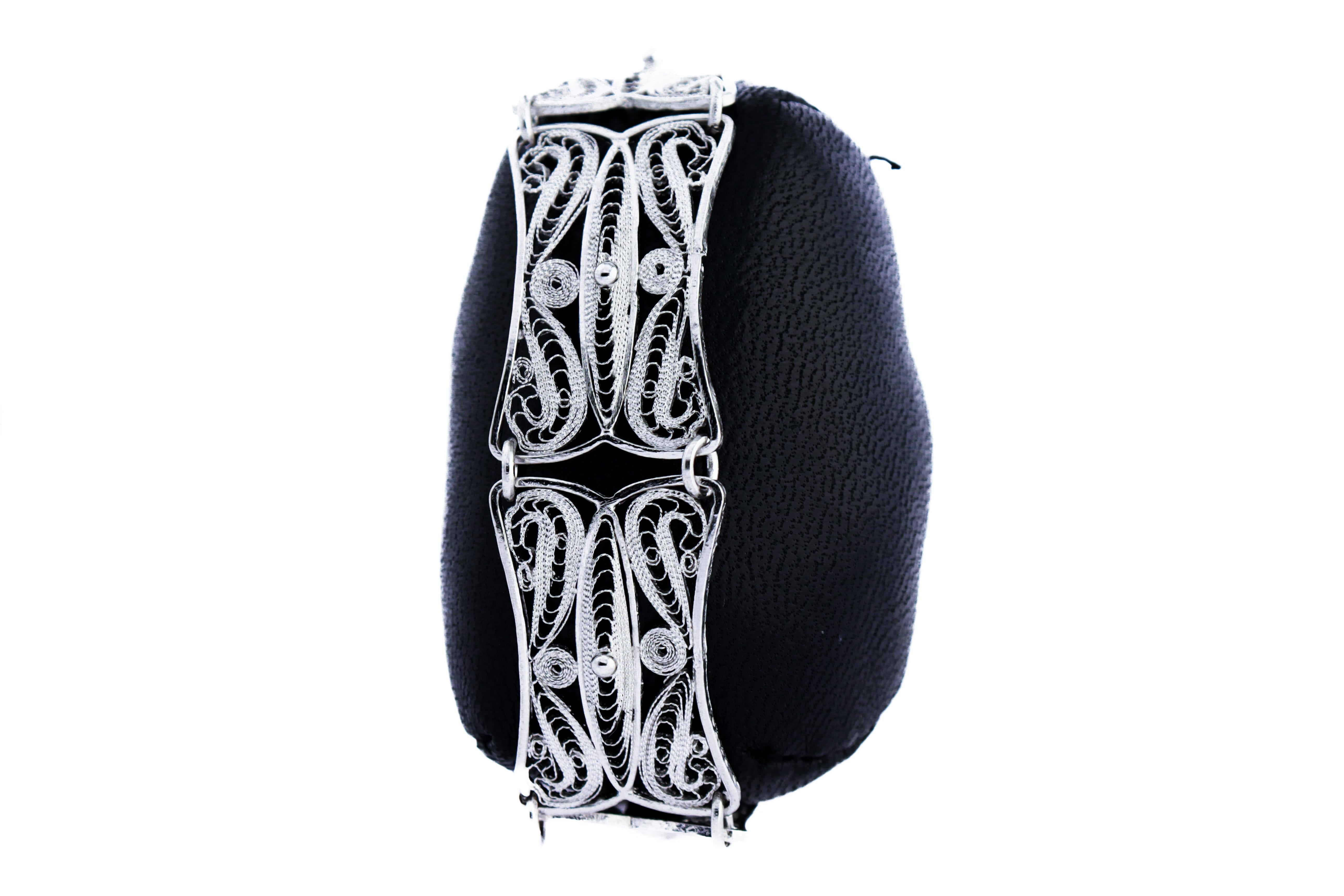 Pulsera Hand Made de plata de ley de los años 30 6 7/8 Pulgadas en venta 4