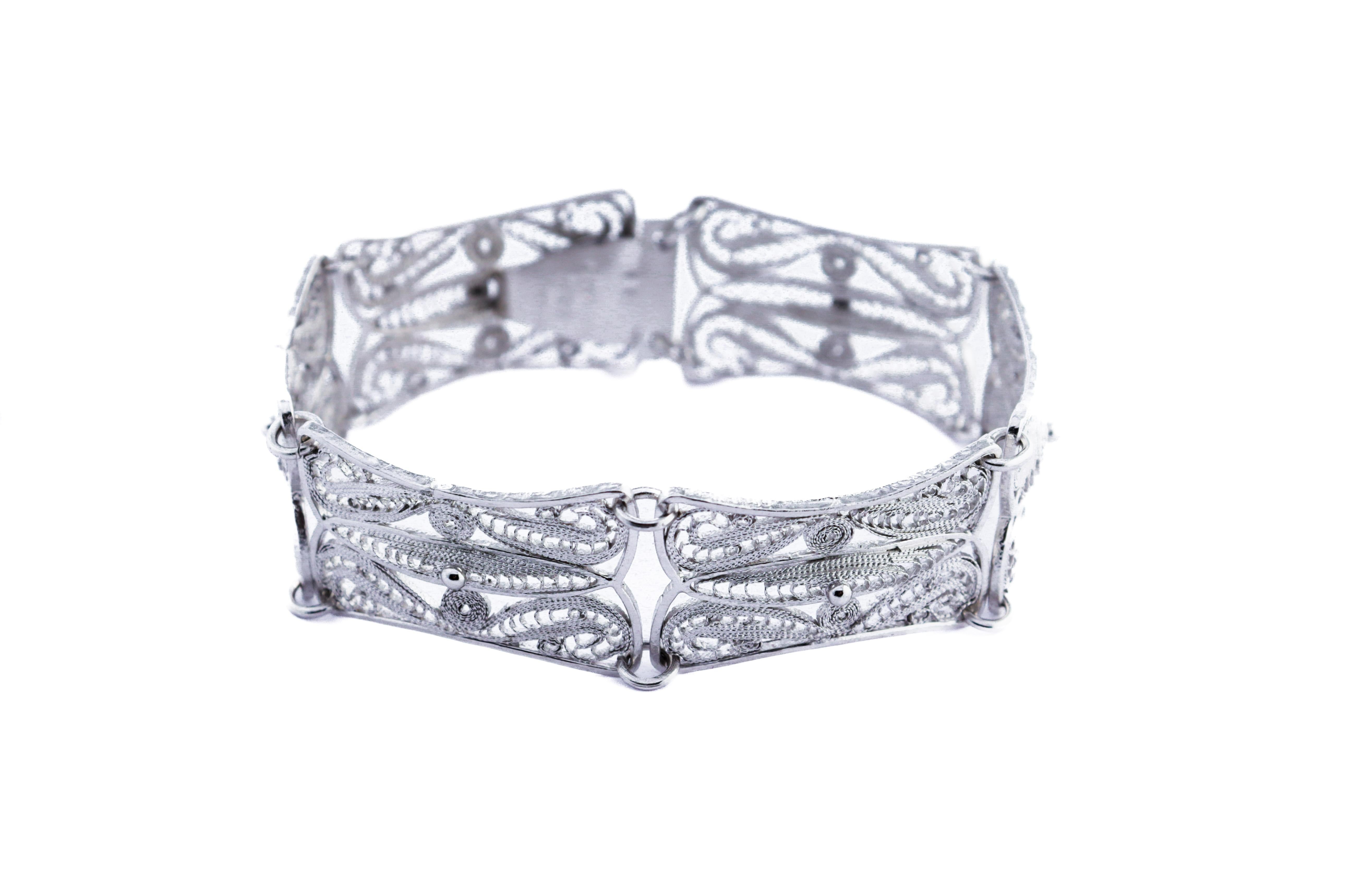 Pulsera Hand Made de plata de ley de los años 30 6 7/8 Pulgadas en venta 5