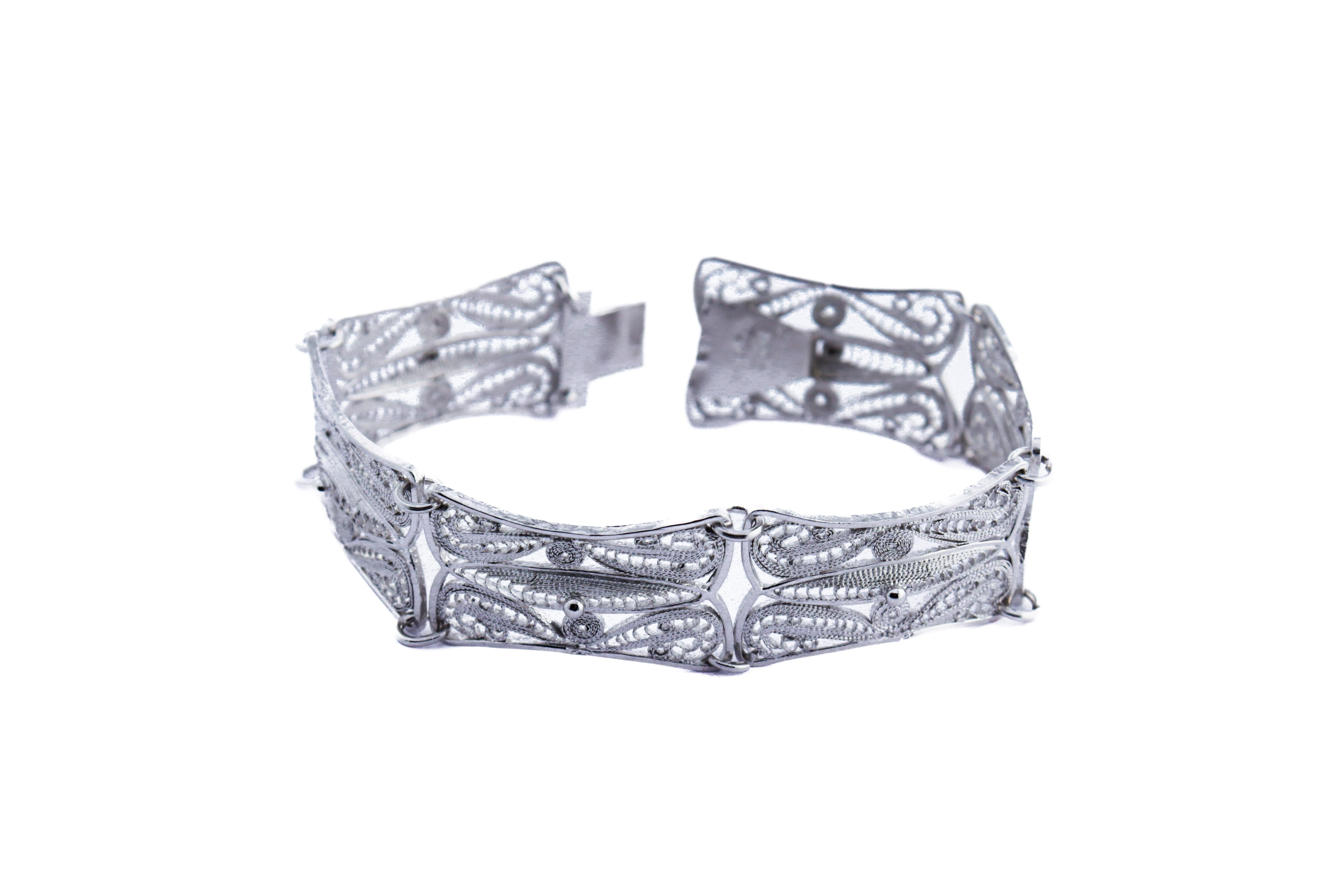 Sterling Silver Hand Made Bracelet from 1930s For Sale 6