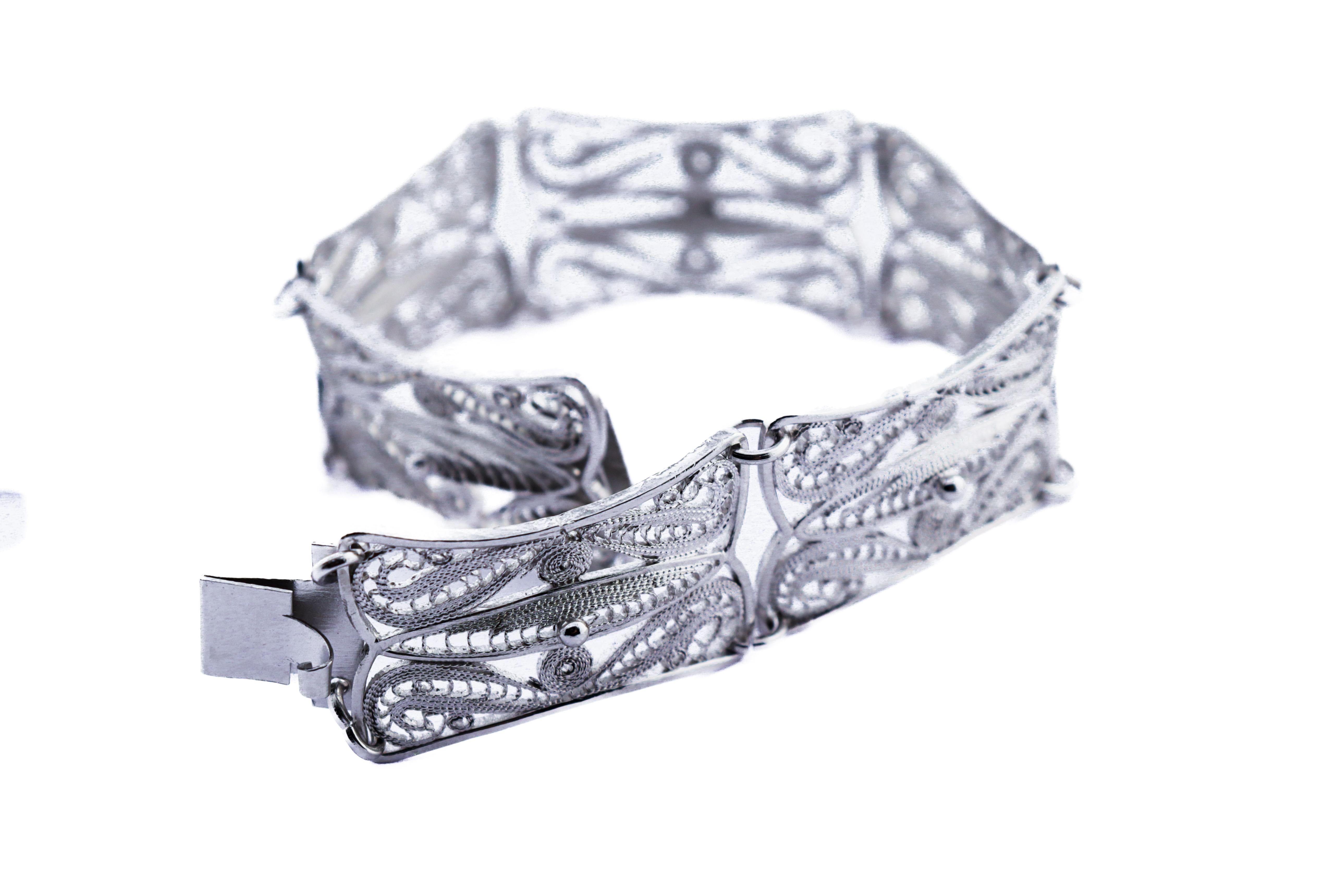 Pulsera Hand Made de plata de ley de los años 30 6 7/8 Pulgadas en venta 9