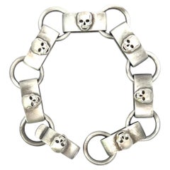 Sterling Silver Hand Made Skull Bracelet