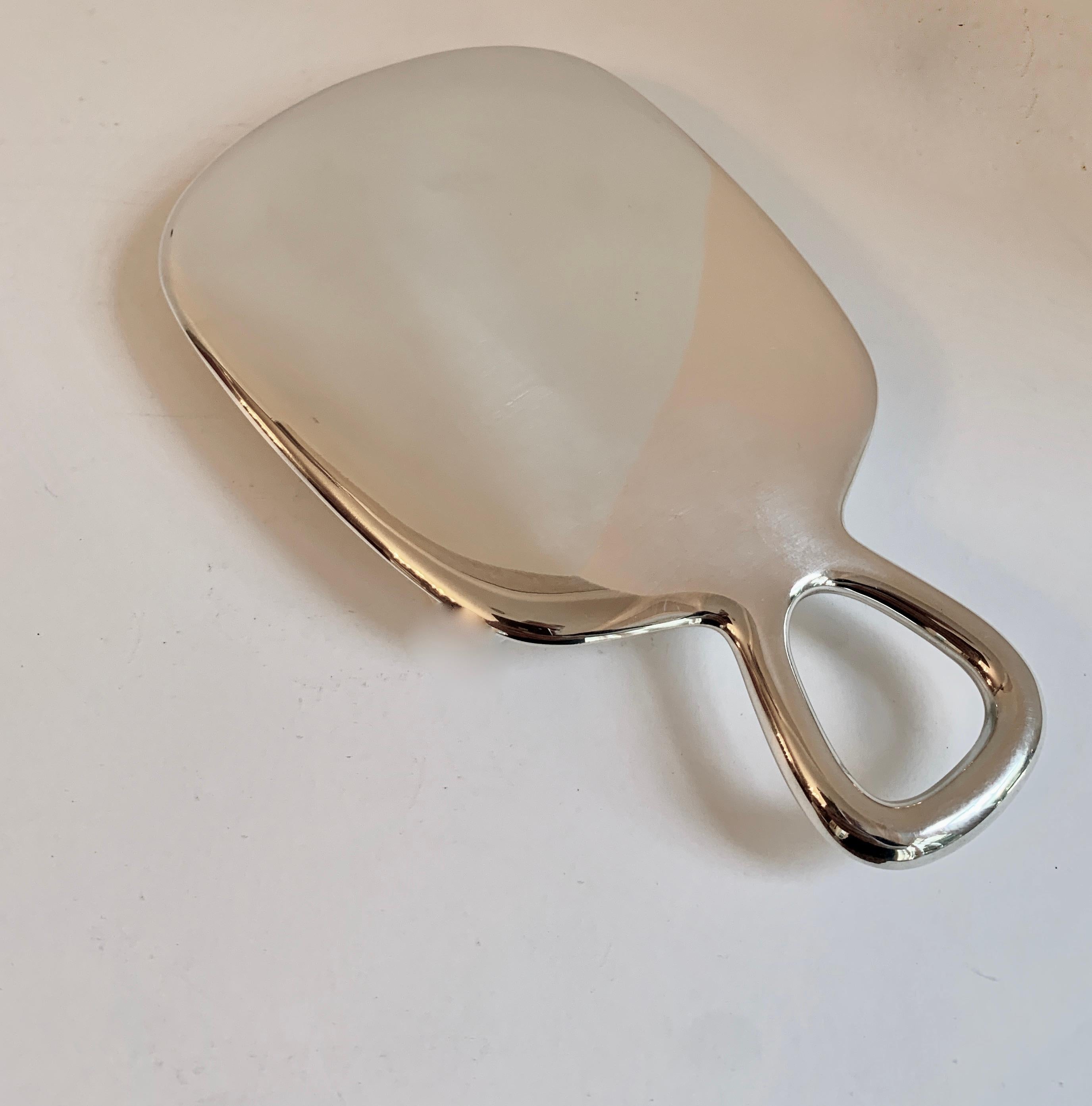 20th Century Sterling Silver Hand Mirror with Modern Handle