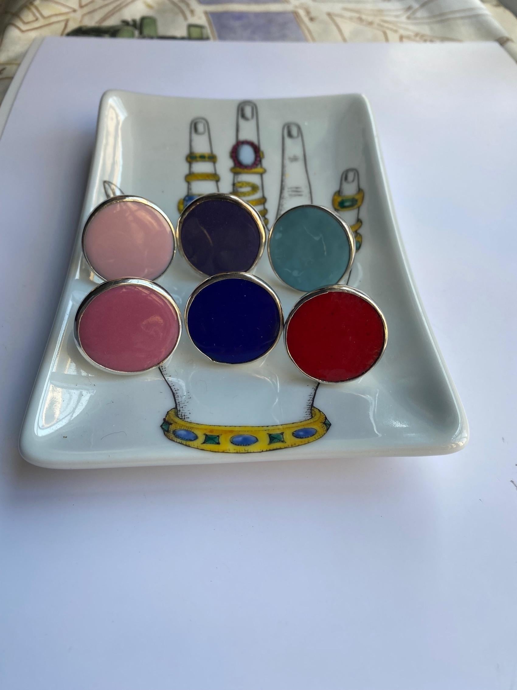 For Sale:  Sterling Silver Hand Painted Enamel Rings from April in Paris Designs 5