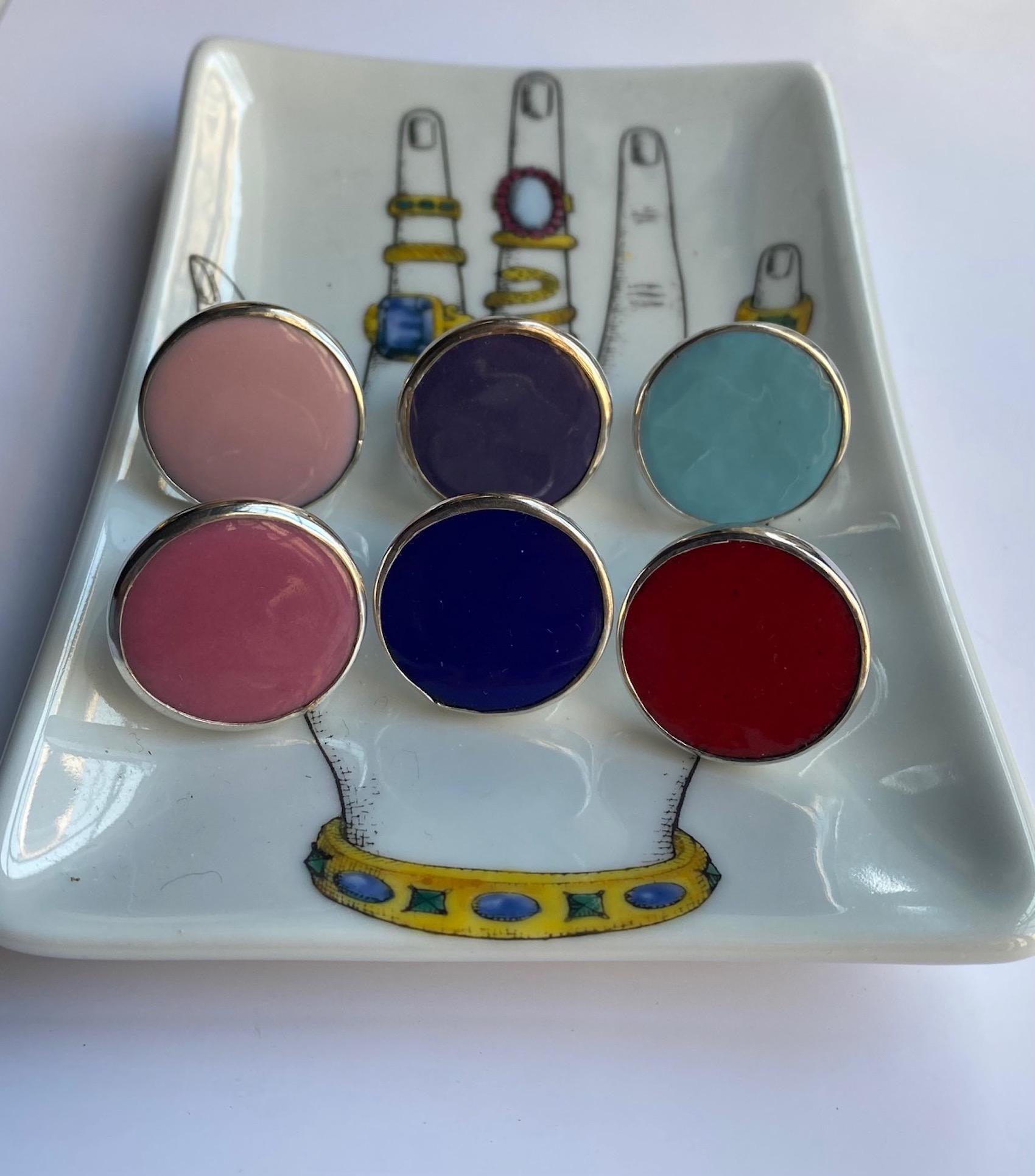 For Sale:  Sterling Silver Hand Painted Enamel Rings from April in Paris Designs 5