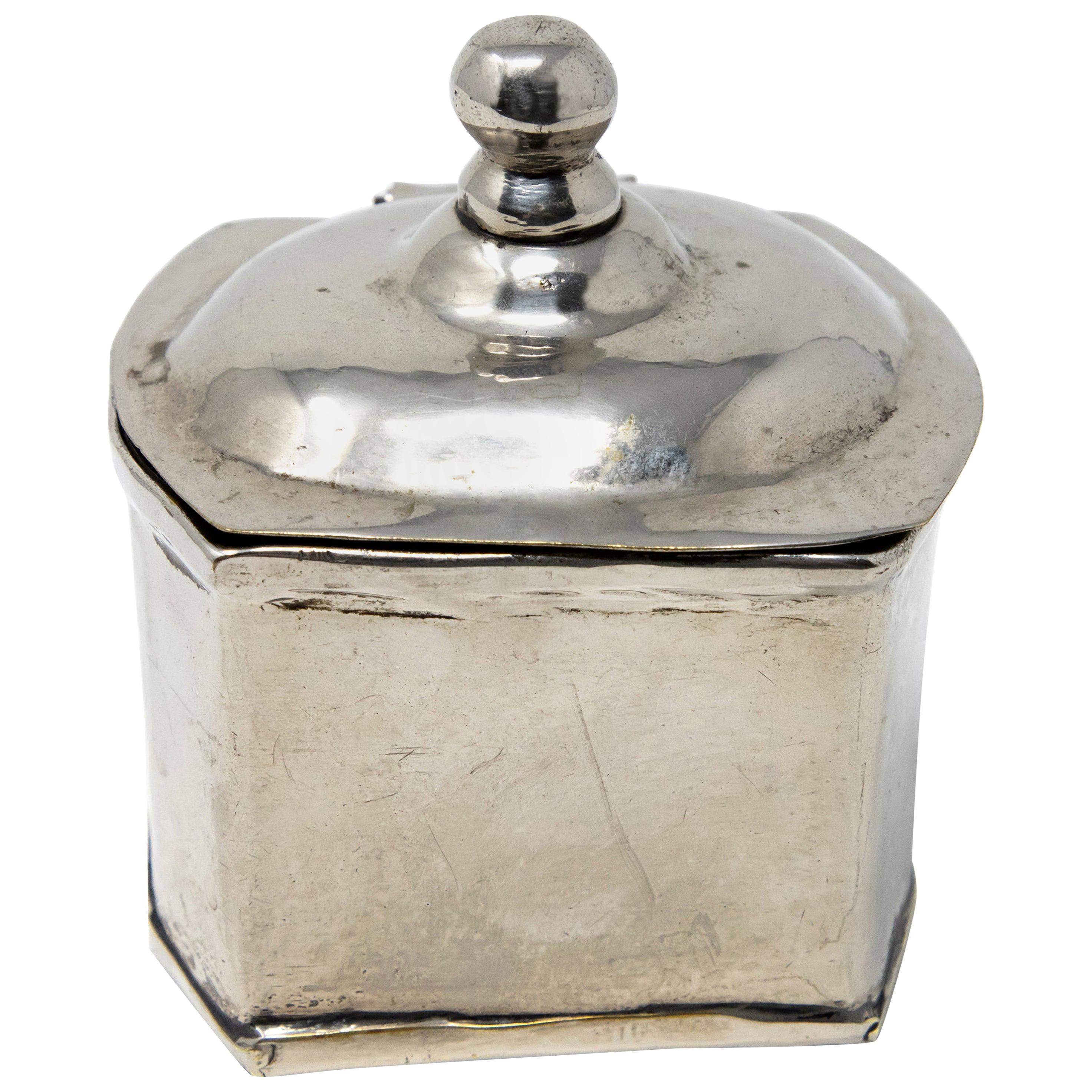 Sterling Silver Handcrafted Tea Caddy For Sale