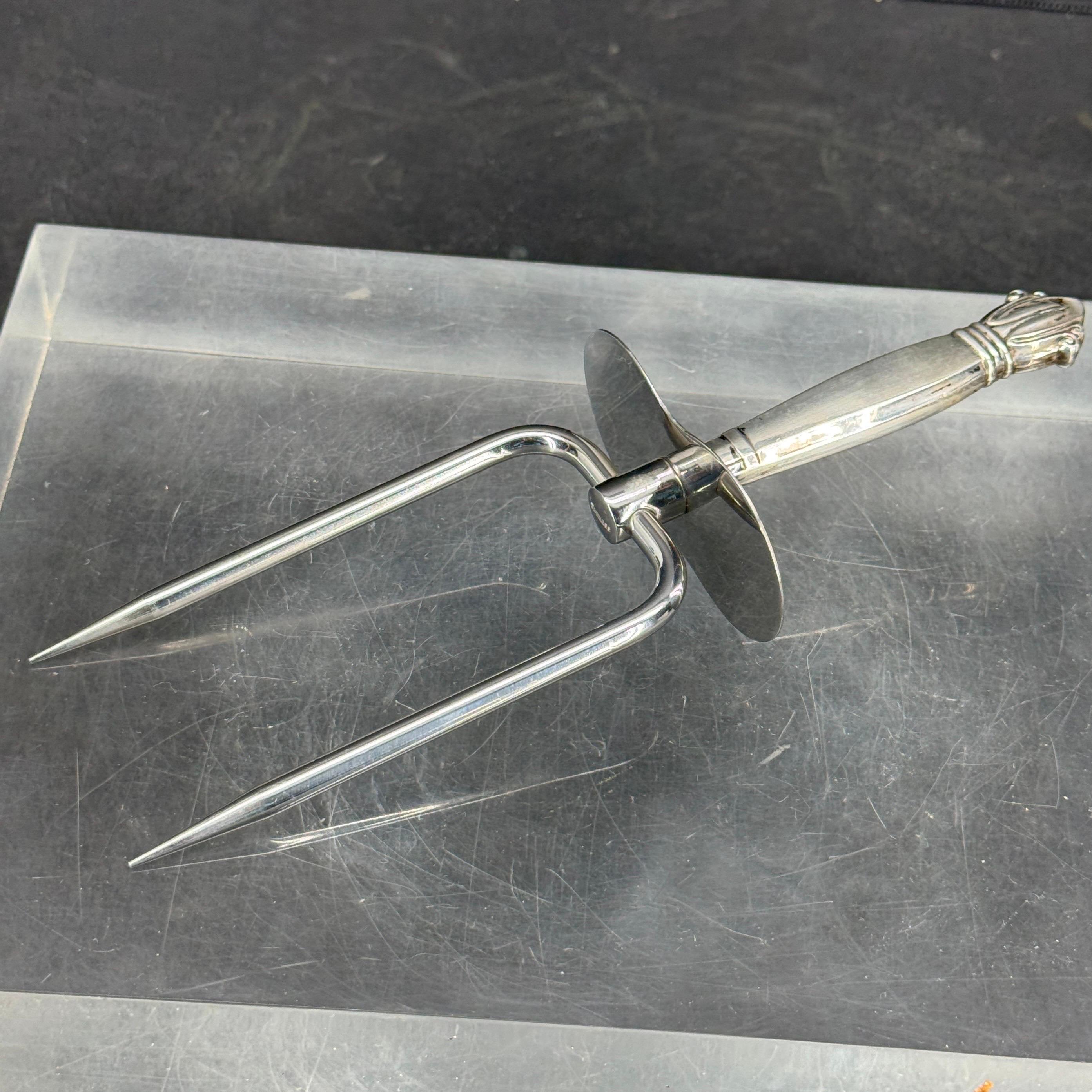 Sterling Silver Handled Meat Serving Fork Holder 5