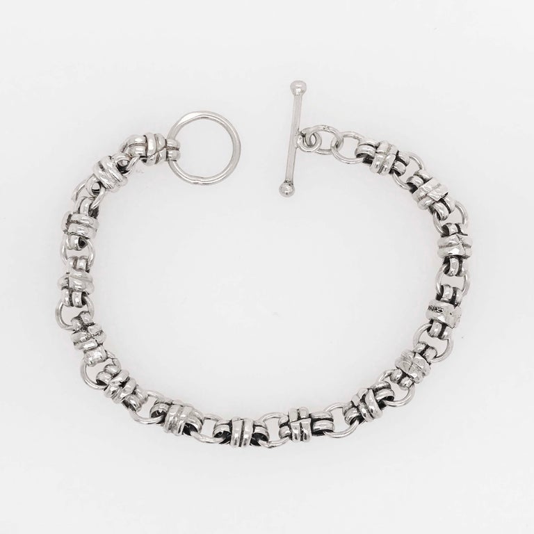 Sterling Silver Handmade Custom Charm Bracelet with Toggle Clasp 925