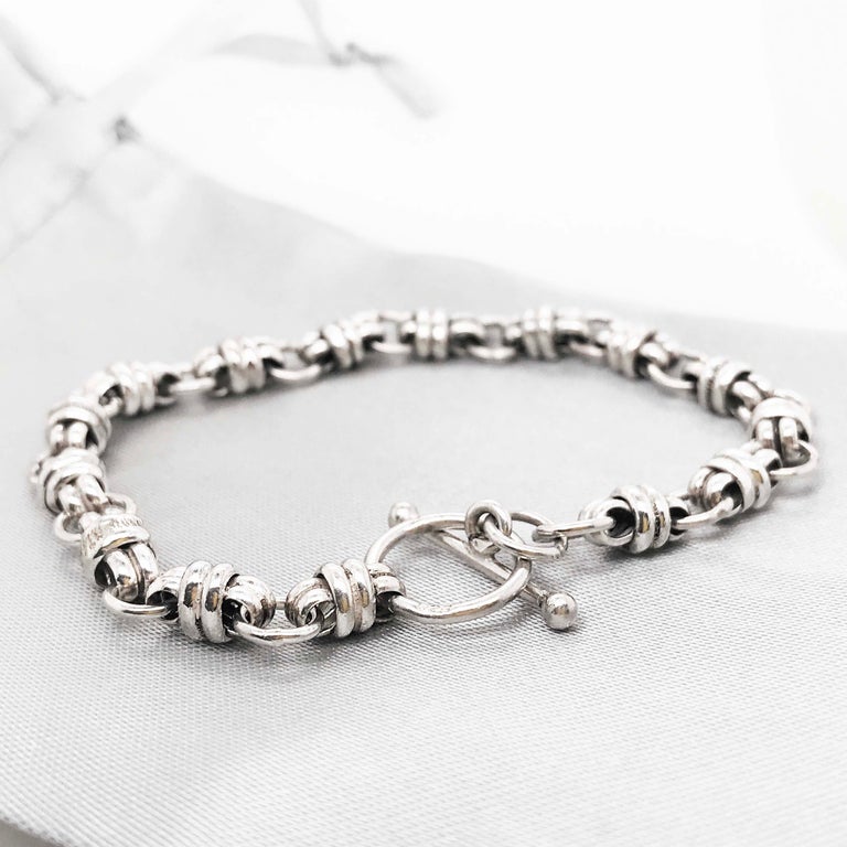 Sterling Silver Handmade Custom Charm Bracelet with Toggle Clasp 925