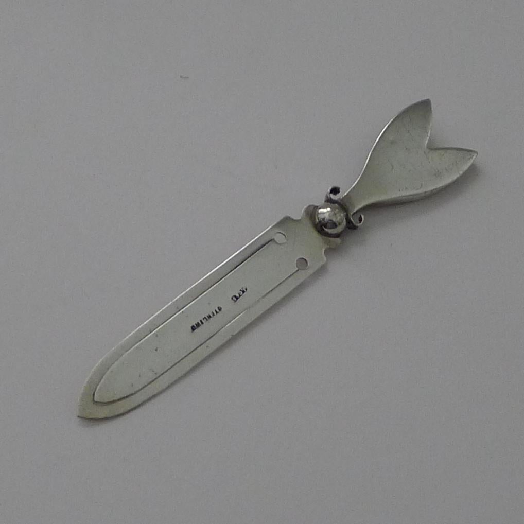 Early 20th Century Sterling Silver & Hardstone Bookmark by Joseph Cook & Son Ltd.  For Sale
