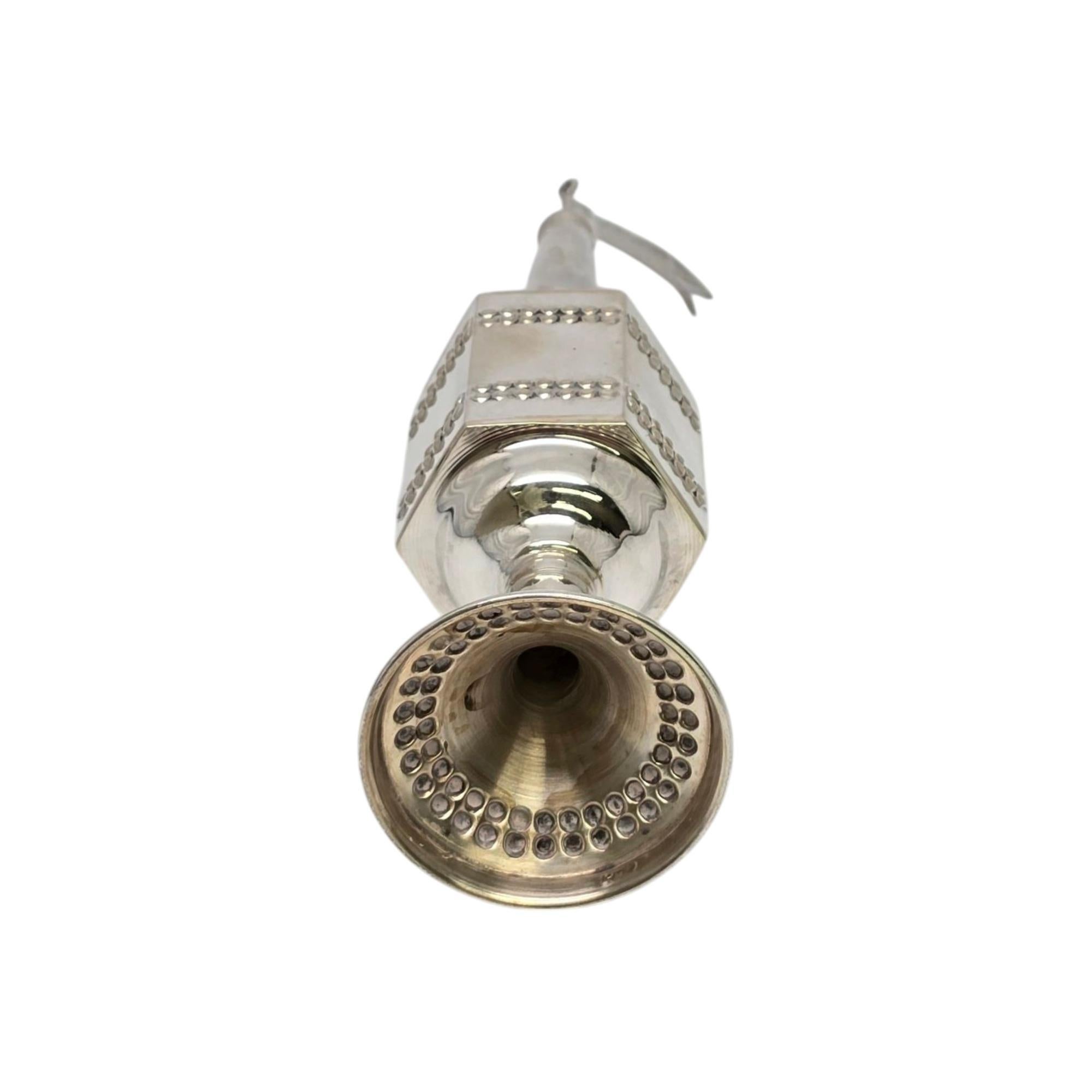 Scatola per spezie Havadalah in argento Sterling Besamim Spike Tower #21686 in vendita 1