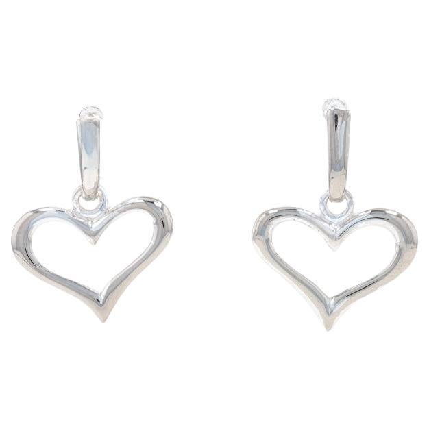 Sterling Silver Heart Dangle Earrings - 925 Love Pierced For Sale