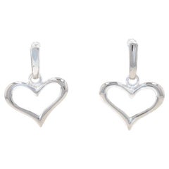 Sterling Silver Heart Dangle Earrings - 925 Love Pierced