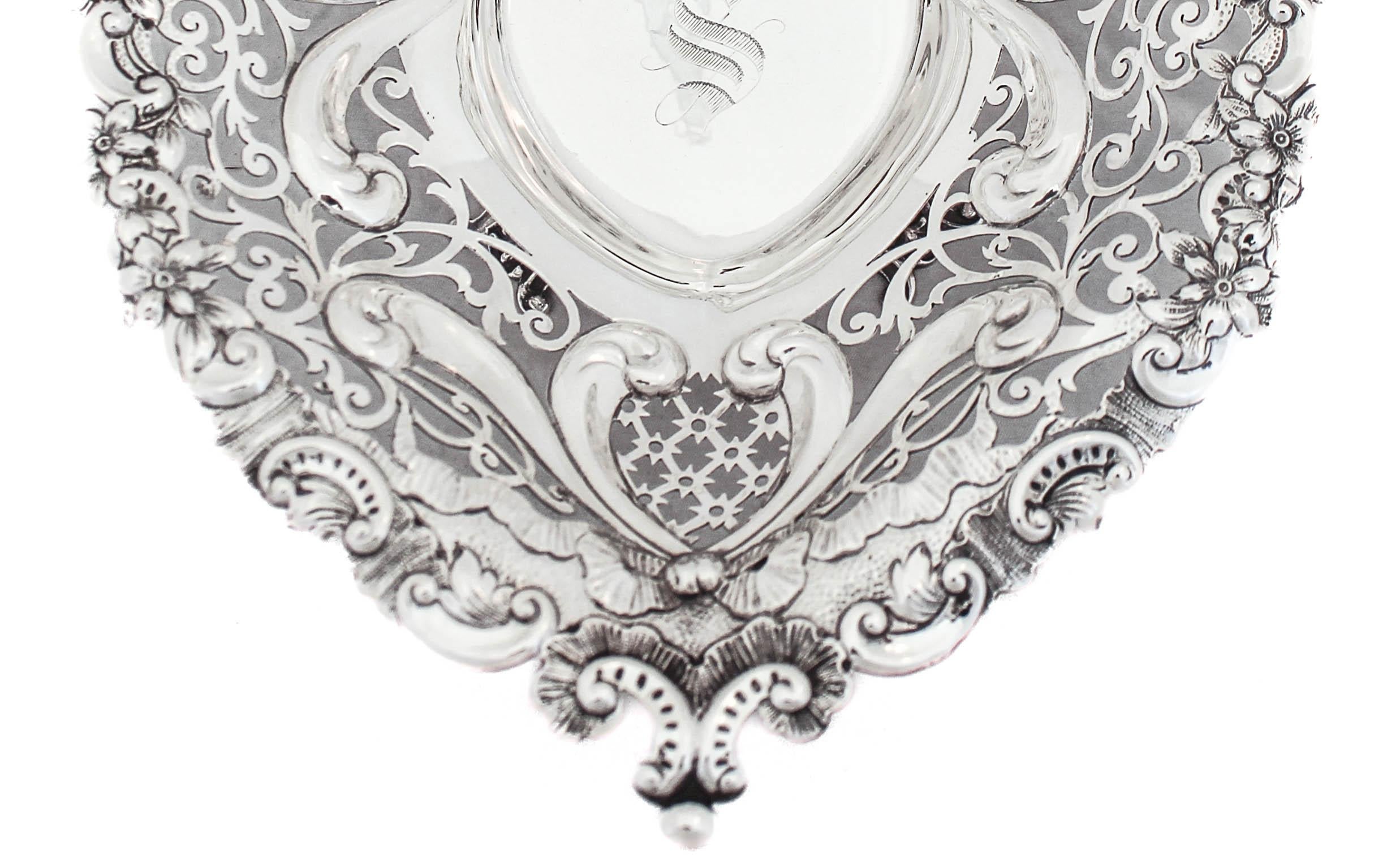 American Sterling Silver Heart Dish, 1893 For Sale