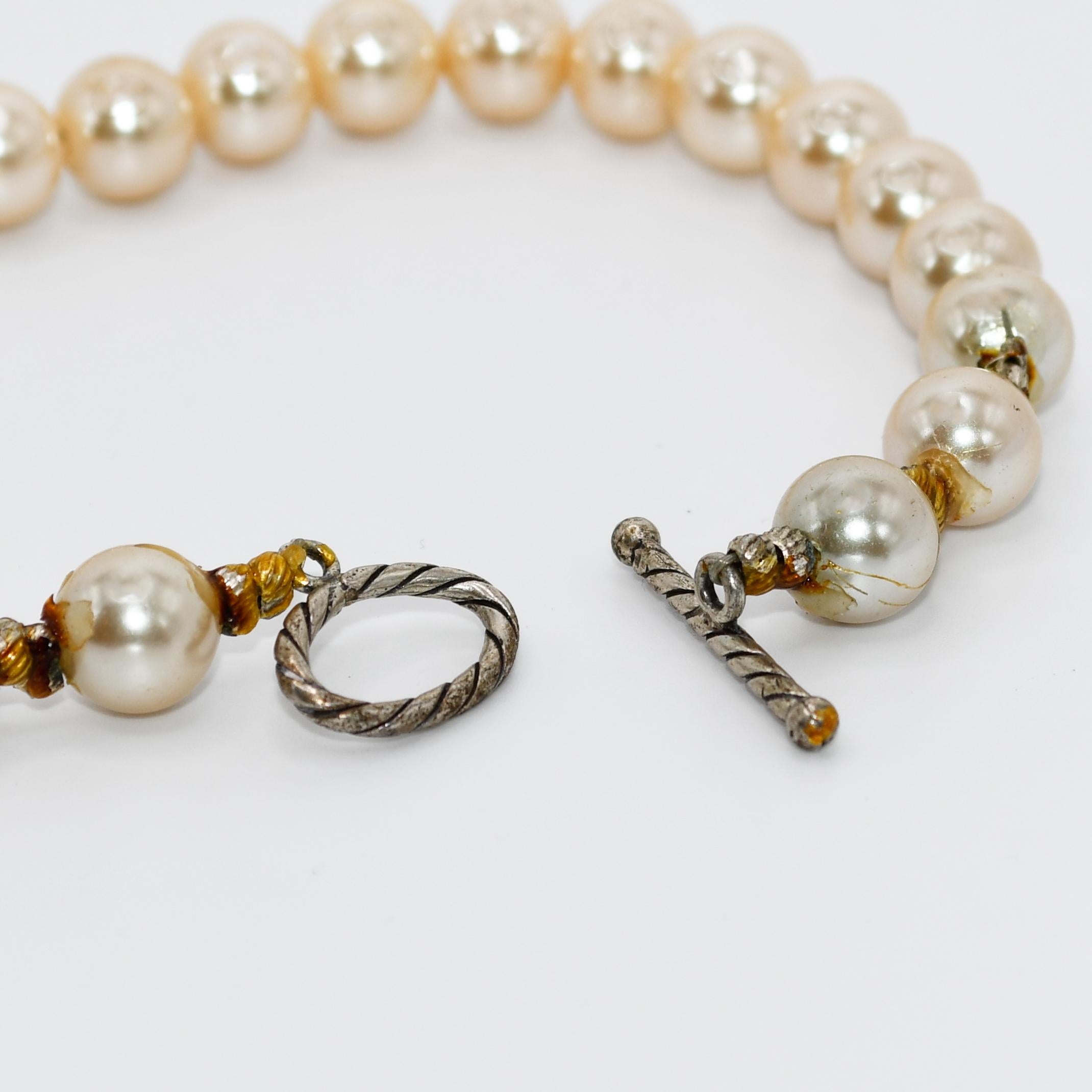 Pendentif en forme de cœur en argent sterling, collier en fausse perle, 158 g en vente 2