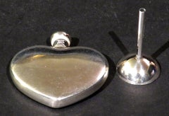 Sterling Silver Heart Shaped Perfume / Scent Bottle & Funnel by Tiffany & Co.
