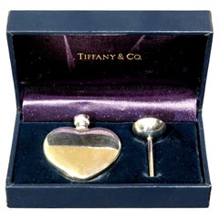 Sterling Silver Heart Shaped Perfume / Scent Bottle & Funnel by Tiffany & Co.