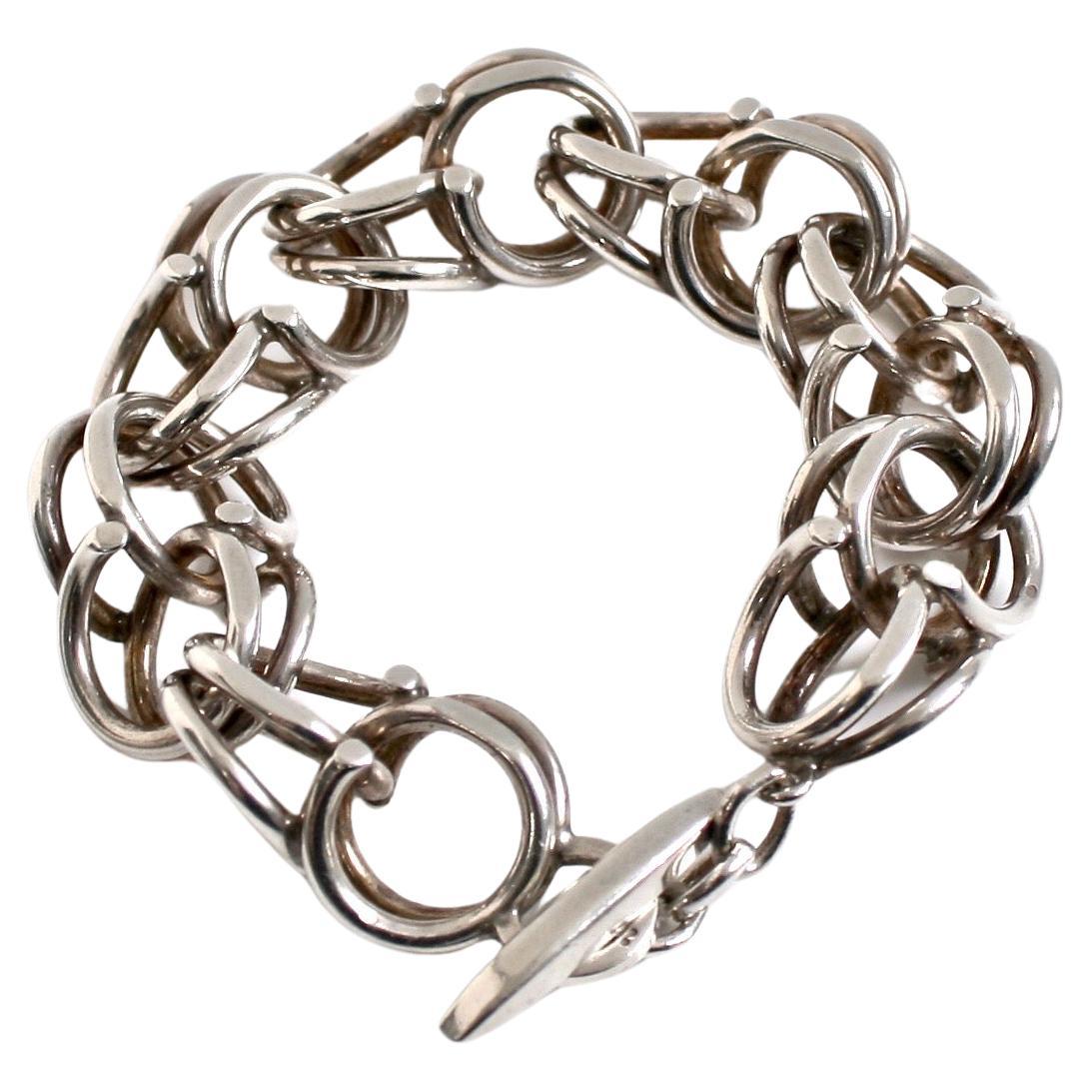 Sterling Silver Heavy Chain Link Bracelet by Randers Denmark c.1970 For Sale