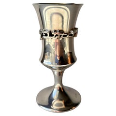 Sterling Silver heavy Judaica Kiddish cup by Hazorfim , Israel