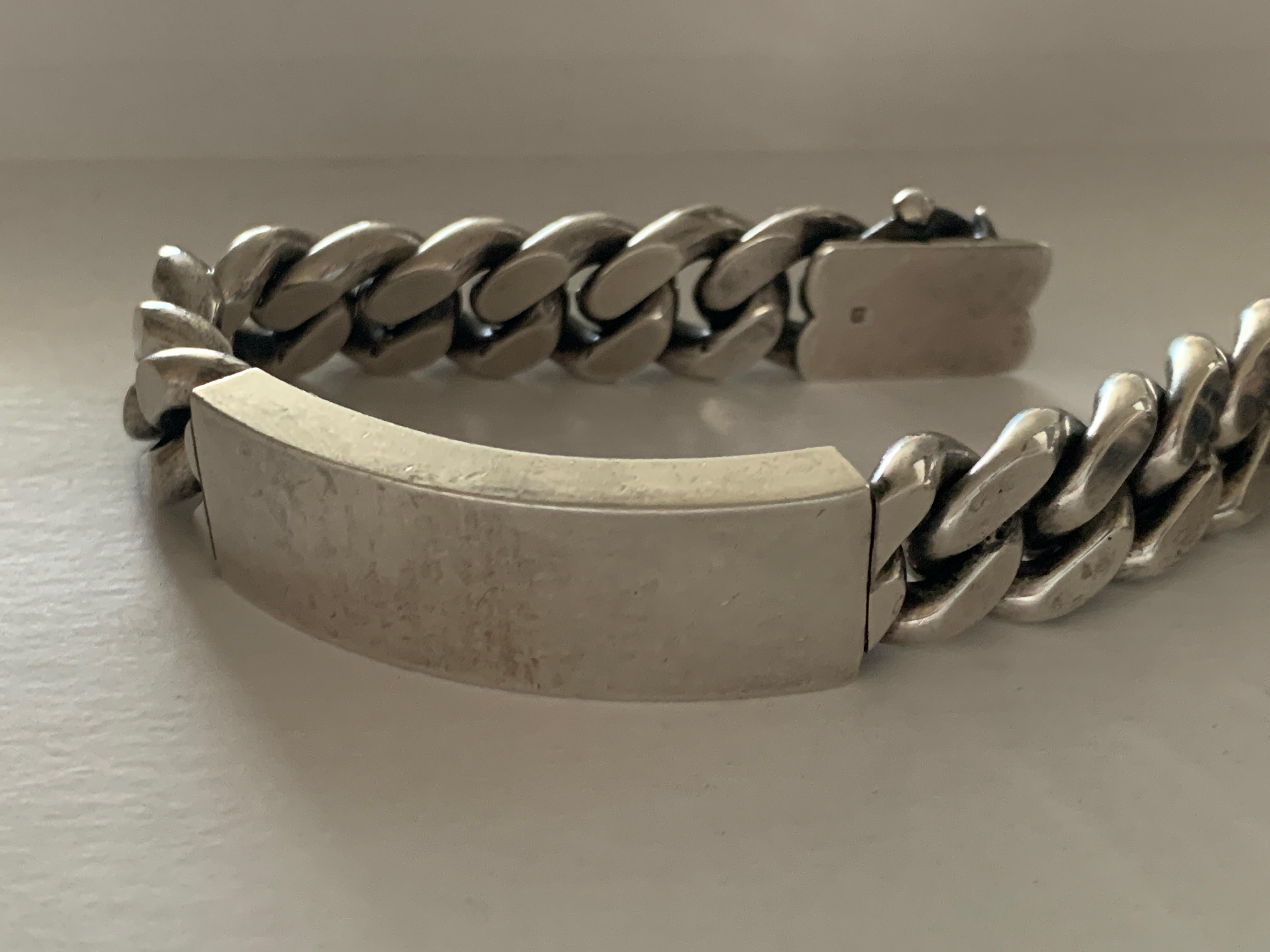 Men's Sterling Silver Heavy Mens Identity Bracelet  For Sale
