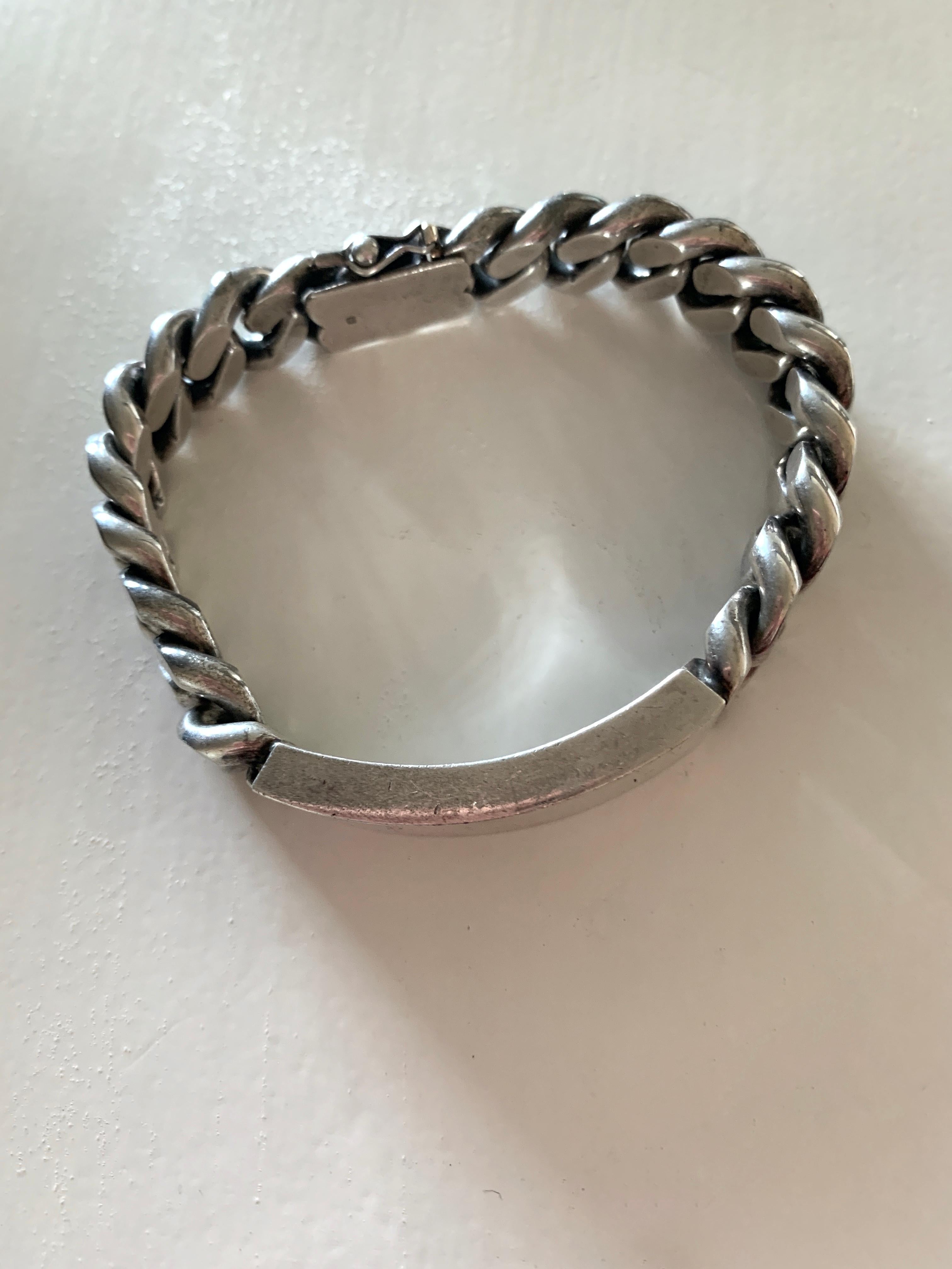 Sterling Silver Heavy Mens Identity Bracelet  For Sale 1