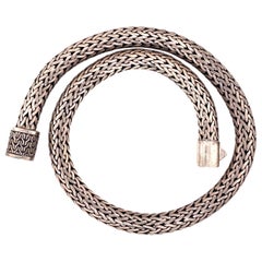 Halskette aus schwerem Seil aus Sterlingsilber, Nachlass, feiner Schmuck