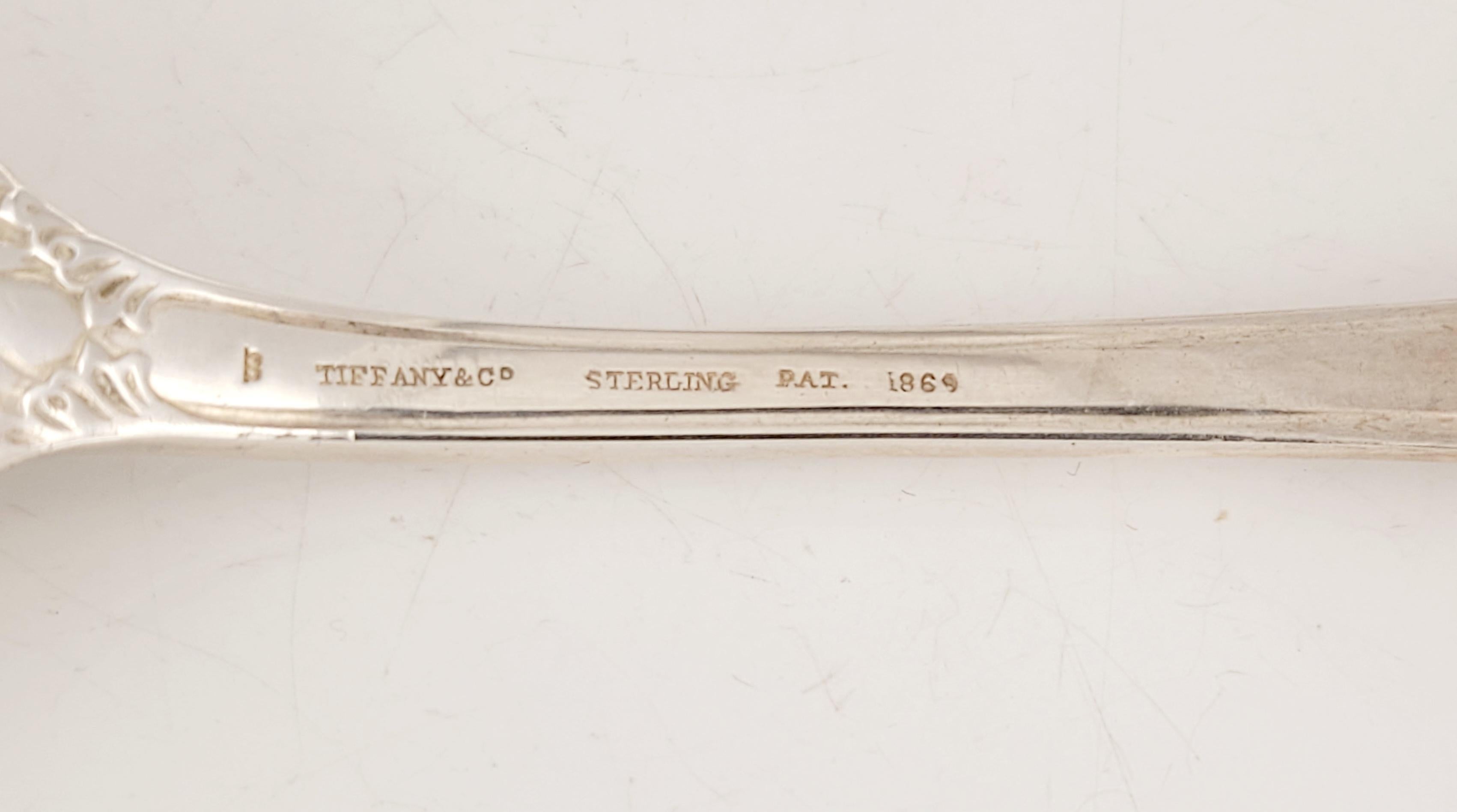 Sterling Silver Heavy Tiffany Co Pat 1869 Deco Spoon In Excellent Condition For Sale In New York, NY