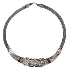 Collana con pannello floreale in argento Sterling Heirloom